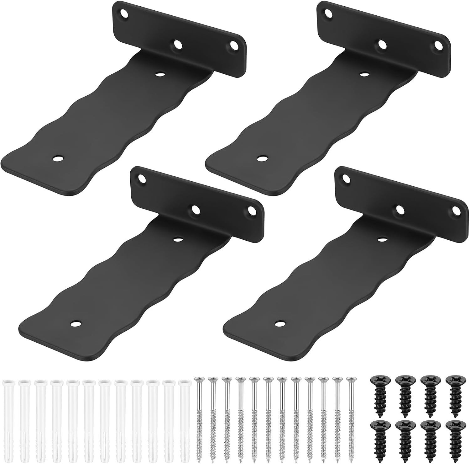 Stevige L-vormige Planksteunen voor Wandmontage, Onzichtbare Plankhouders, Metalen Steunen voor Planken (4 stuks, 15 cm, Wit)