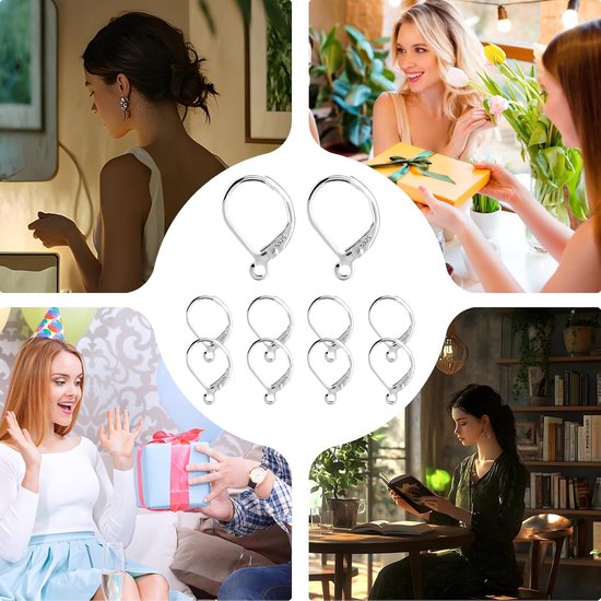 Oorbelhaken,Oorbelhaken Open lus 925 sterling zilveren oorhaakjes Sieraden — afbeelding 3