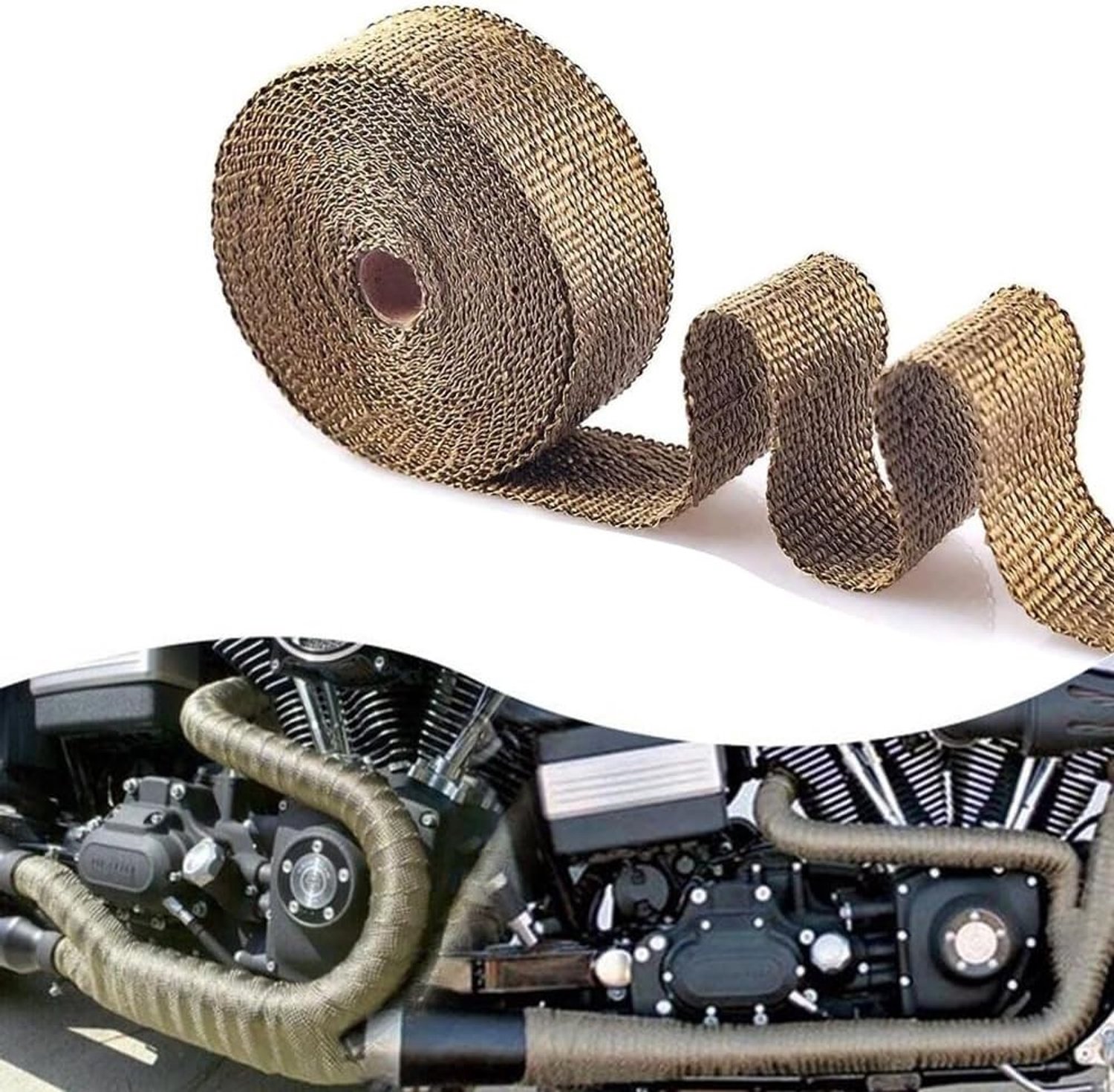 Titanium Uitlaat Tape 1.5 m x 25 m voor Auto en Motor, Warmte Isolatie, Roestbestendig, Geschikt voor Uitlaatpijpen en Manifolds