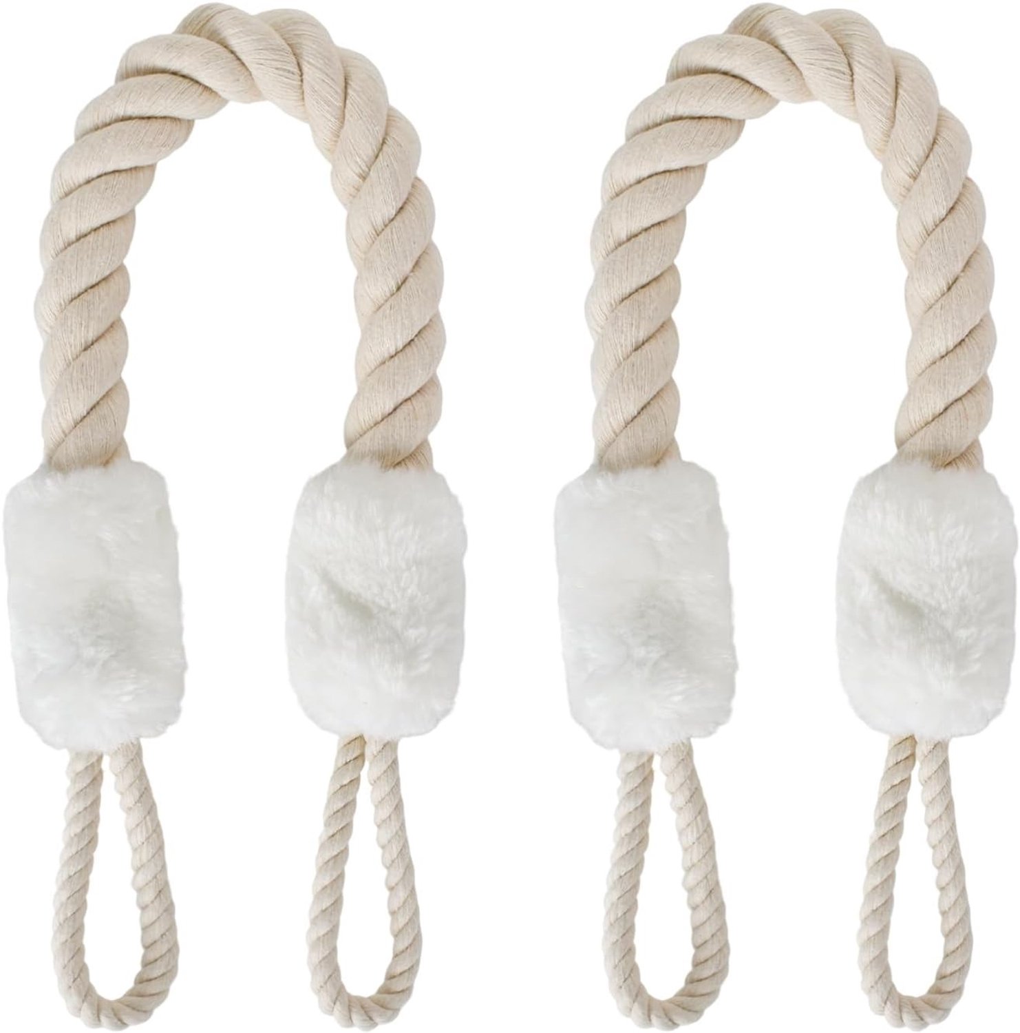 Veilige Deurstoppers van Katoen - 2 Stuks Zachte Touw Deurstopper voor Deurhandvatten, Bescherming voor Huisdieren en Kinderen, 60 cm lang (Wit)
