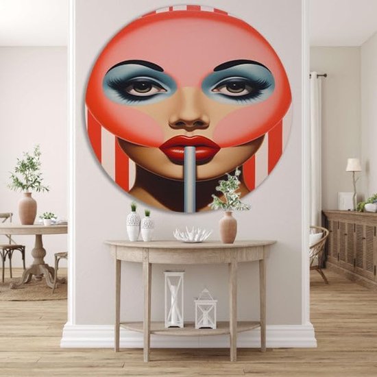 Lolly wandschaal, Snoepgoed wandcirkels, Wandschalen Strepen, Muurdecoratie landelijk, Forex, Kantoor accessoires muurcirkel forex 60x60 cm — afbeelding 4