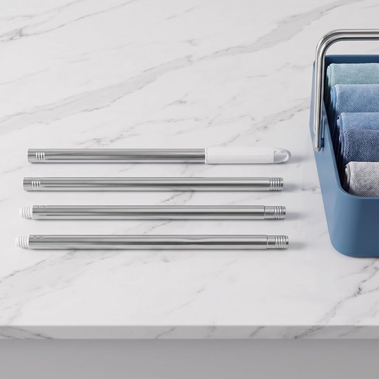 2 Stuks Rvs Dweilsteel met Schroefuiteinde -delige Universele Metalen Bezemsteel Vervanging voor Bezemkoppen Comfortabele Antislip Grip voor Huishoudelijk Schoonmaken — afbeelding 2