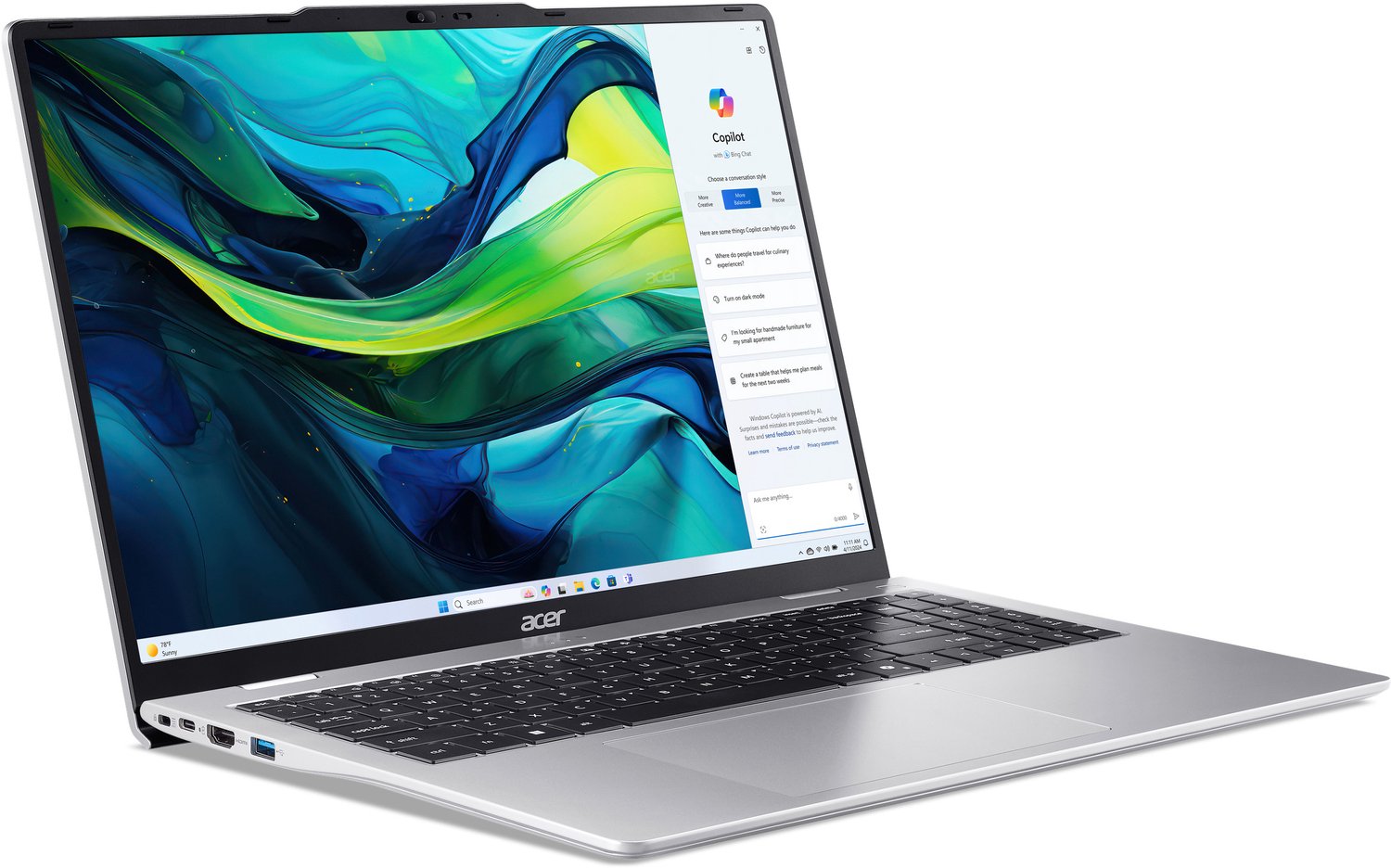 Acer Aspire AL16-53P-503B - Laptop - 16 inch - Core Ultra 5 - 16GB - 512GB SSD - Zilver thumbnail 4