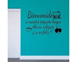 Muurdecoratie Spreuk ''Welkom bij uns klein.'' Muursticker van vinyl met motivatiesets. Docliick DC-18044 vinylsticker 30x20cm Blanco Y Gris