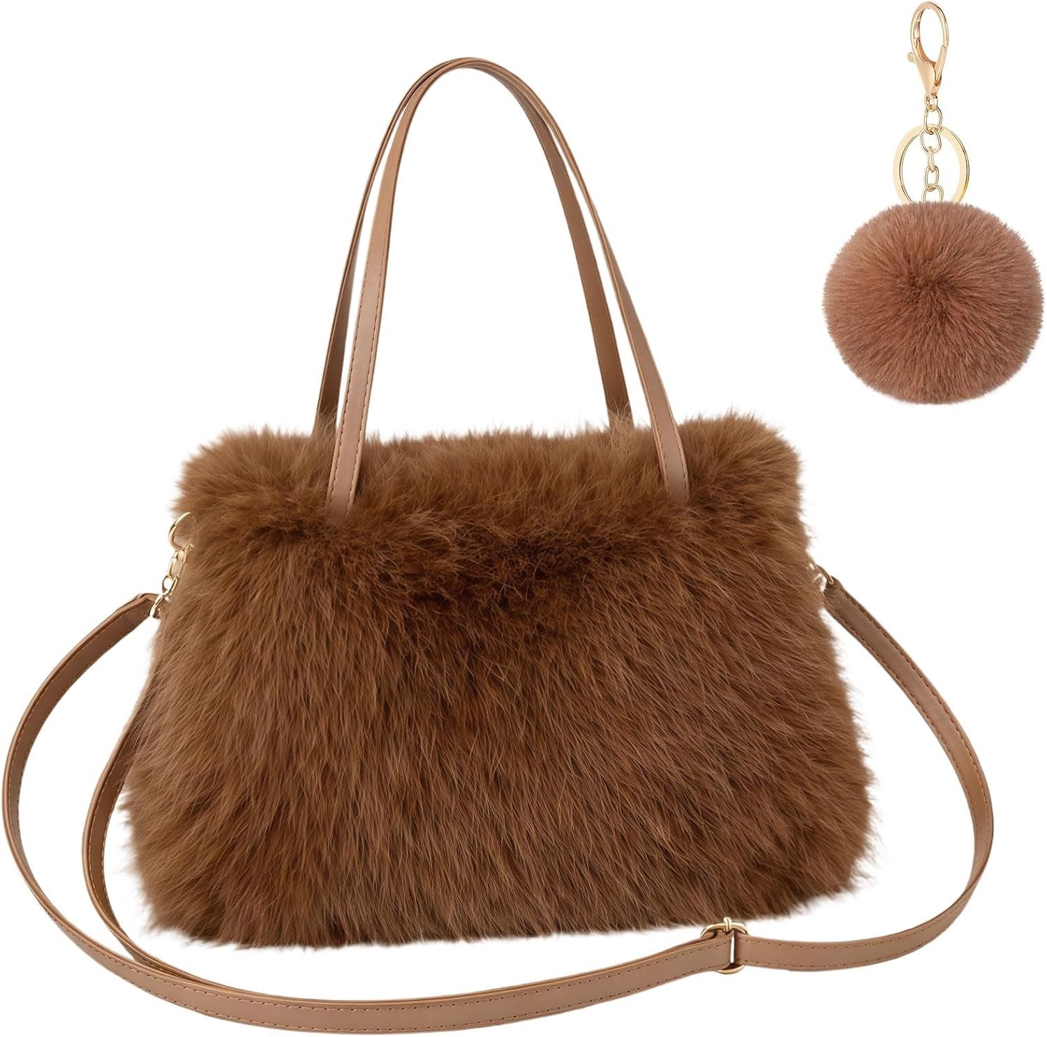 Faux Fur Tote Bag voor Dames en Meisjes - Pluche Handtas, Schoudertas en Crossbody Tas voor Koudere Dagen