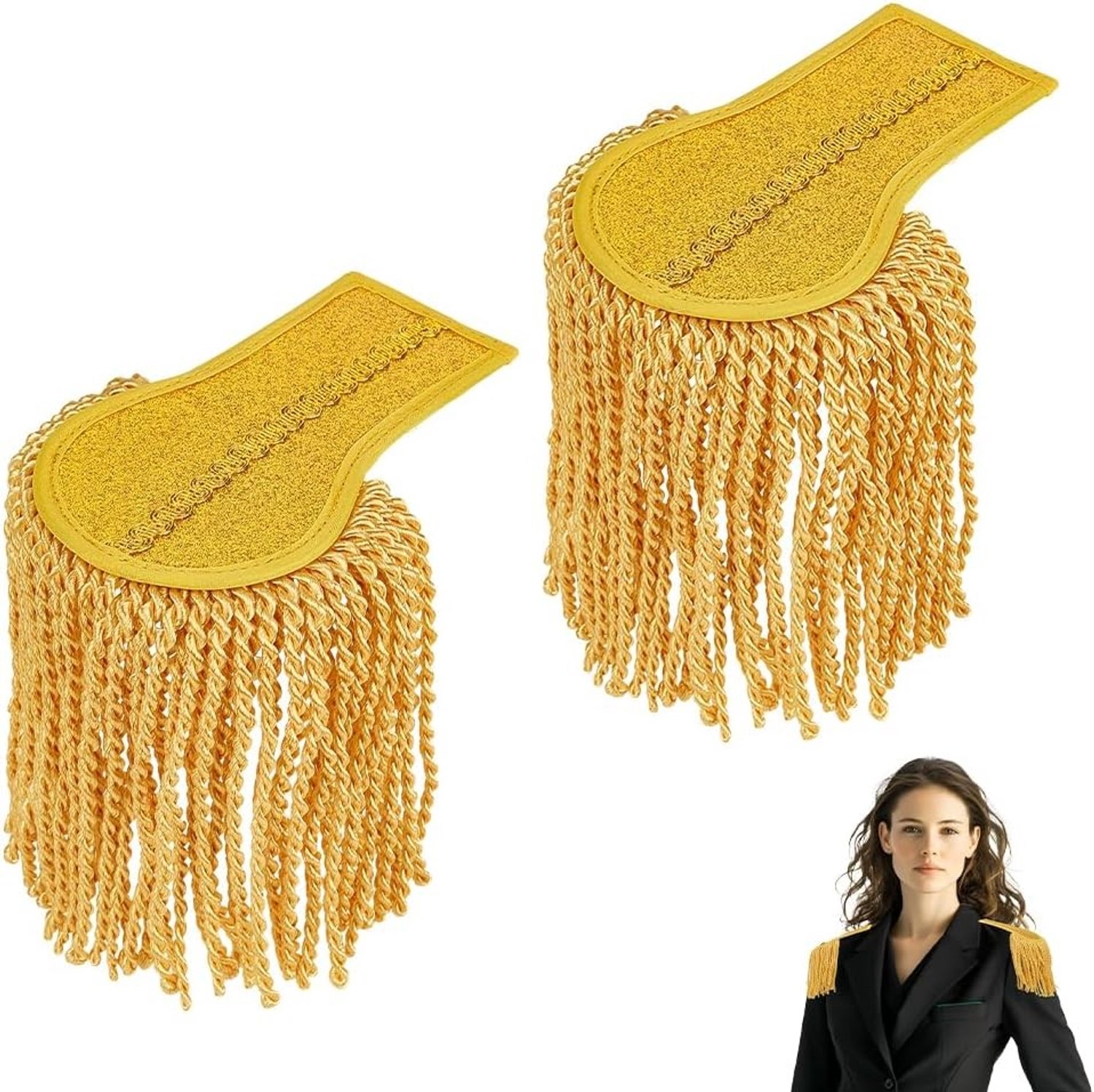 Tassel Schouder Epauletten met Detachable Kledingring en Gouden Ketting, Perfect voor Cosplay en Carnavalsaccessoires
