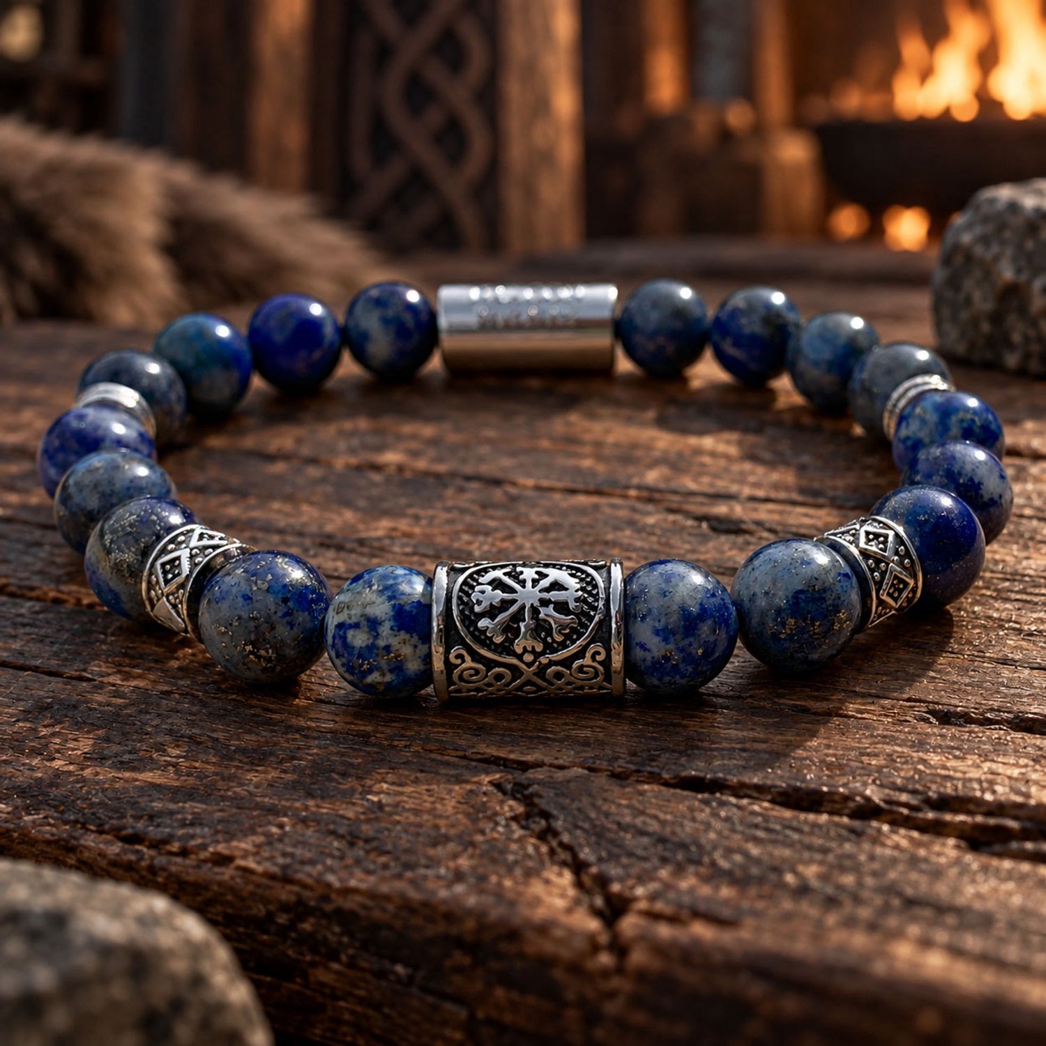Dragon Bracelets® Viking Lapis Lazuli - Heren Armband - Lapis Lazuli - Blauw - Natuursteen