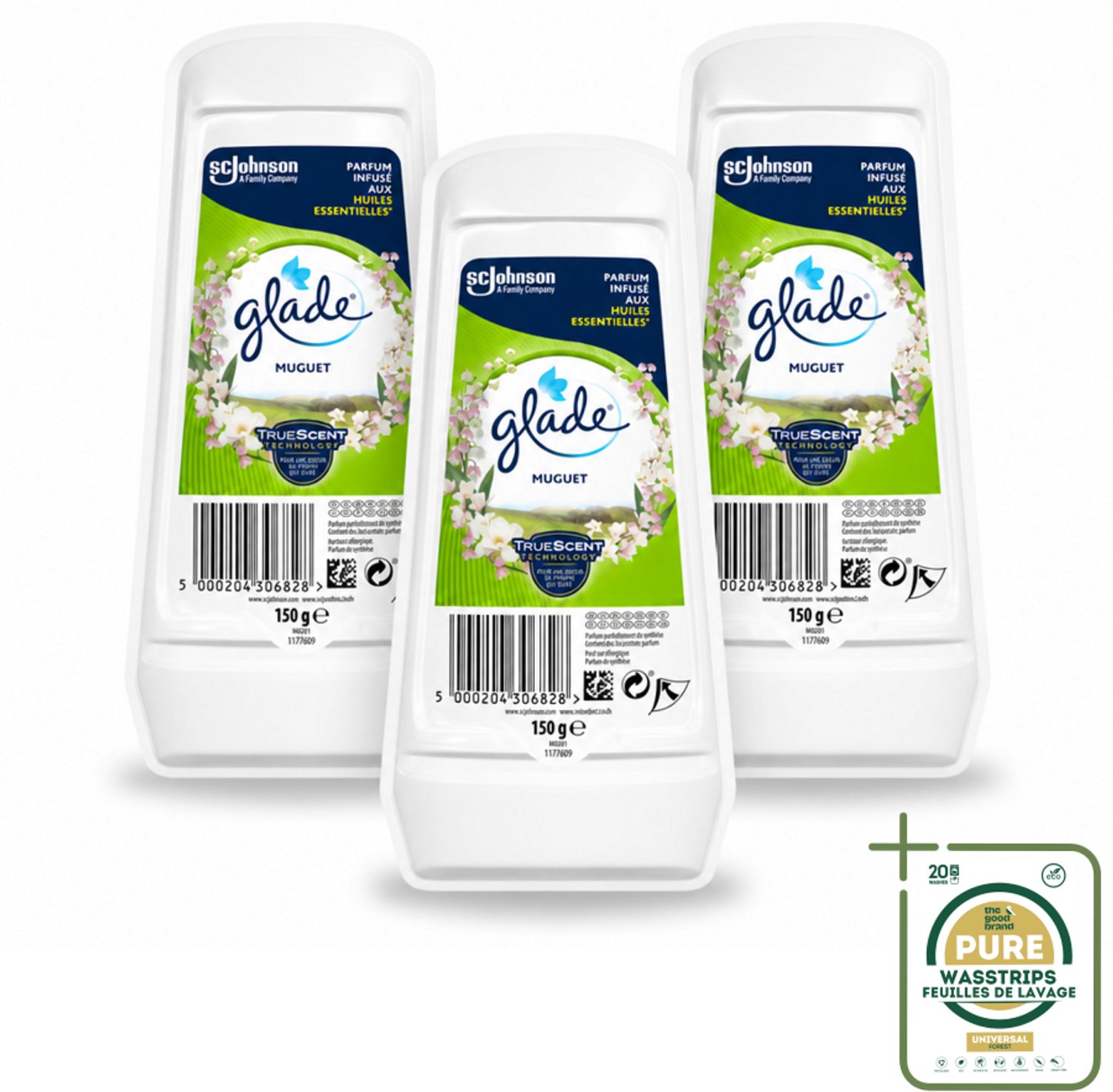 3 x Glade – Luchtverfrisser Gel – Muguet – 150 g - Luchtverfrisser Gel - Muguet Geur - Frisse Geur - Langdurige Geur - Geur Met Essentiële Oliën