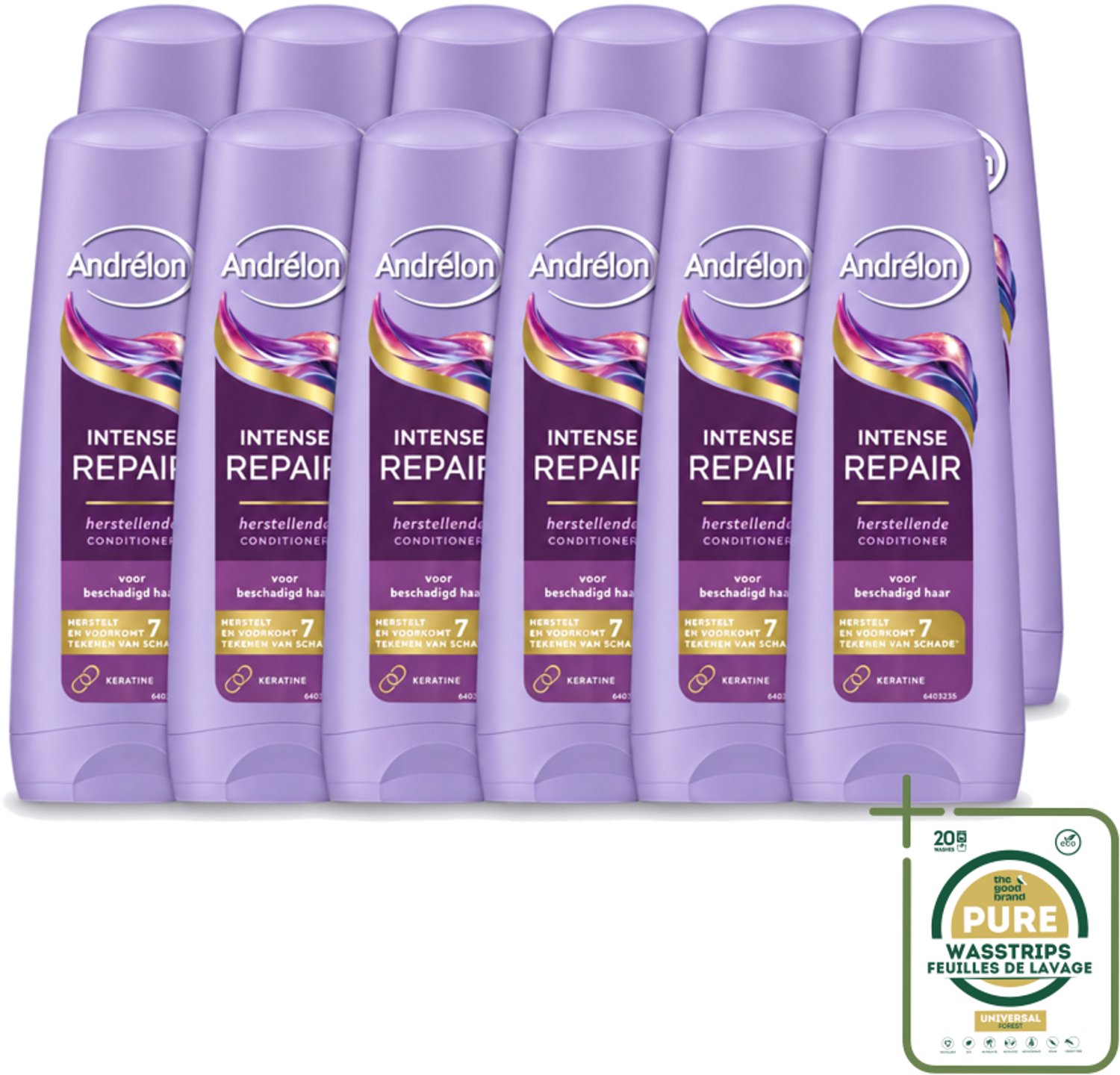 12 x Andrélon – Conditioner – Intense Repair – 200 ml - Wasstrips - Haar Herstellen - Beschadigd Haar - Keratine - Haar Bescherming - Haar Herstel