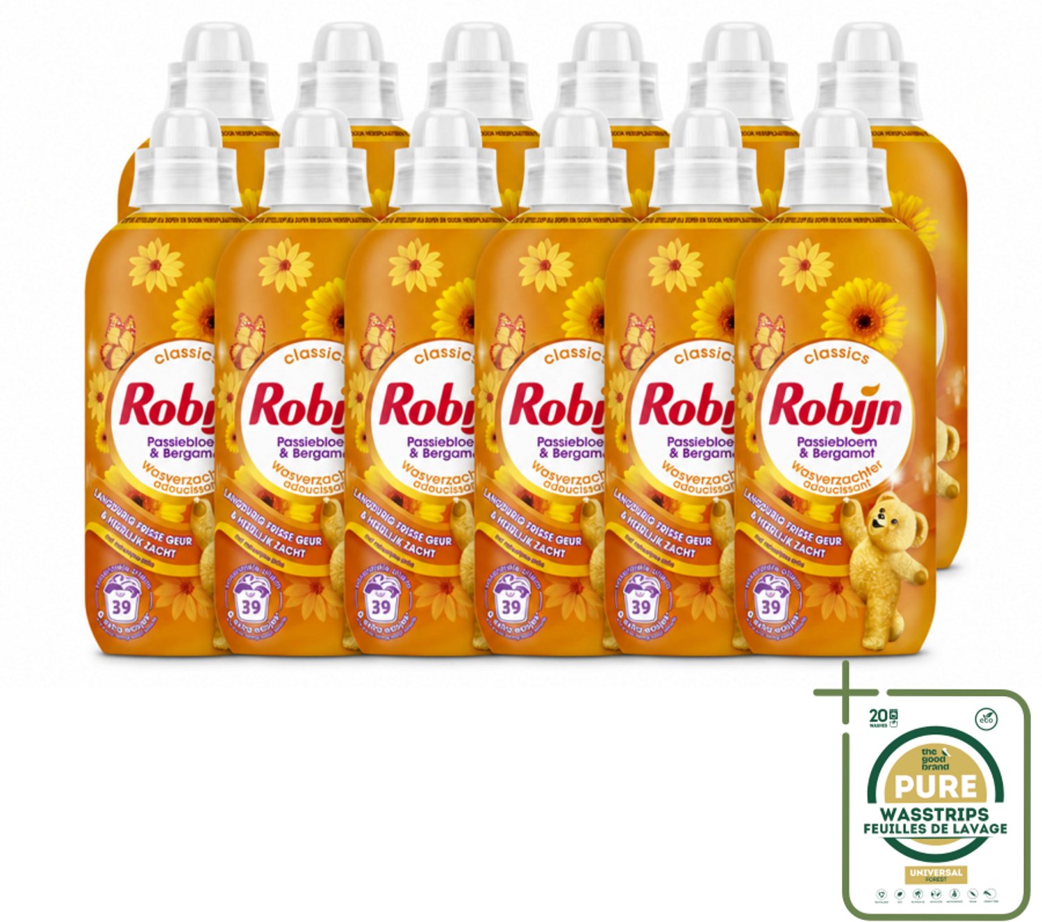 12 x Robijn – Wasverzachter – Passiebloem & Bergamot – 780 ml - Wasstrips - Wasverzachter - Wasverzachter Passiebloem Bergamot - Wasverzachter Passiebloem - Wasverzachter Bergamot - Wasverzachter Voor Katoen