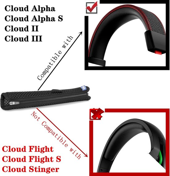Cloud Alpha vervangende oorkussens oorkussens compatibel met HyperX Cloud Alpha, Cloud II, Cloud III, Cloud Alpha S Gaming Headset Hoofdband Oorkussens Upgrade Onderdelen Extra Dikte — afbeelding 3