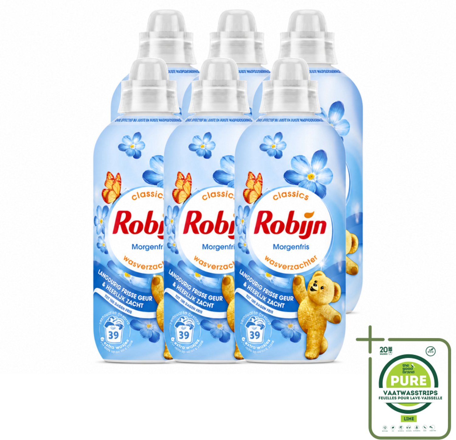 6 x Robijn – Wasverzachter – Morgenfris – 780 ml - Grootverpakking - Vaatwasstrips - Wasverzachter - Wasgeur - Kleding Verzachter - Frisse Geur - Slijtage Verminderen