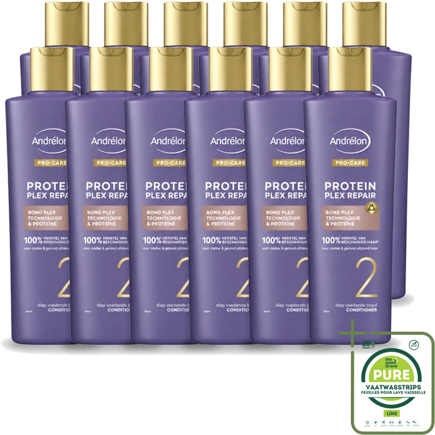 12 x Andrélon – Conditioner – Pro Care Protein Plex Repair – 250 ml - Grootverpakking - Herstel Haar - Beschadigd Haar - Proteïne Conditioner - Haar Herstel - Haar Versterken
