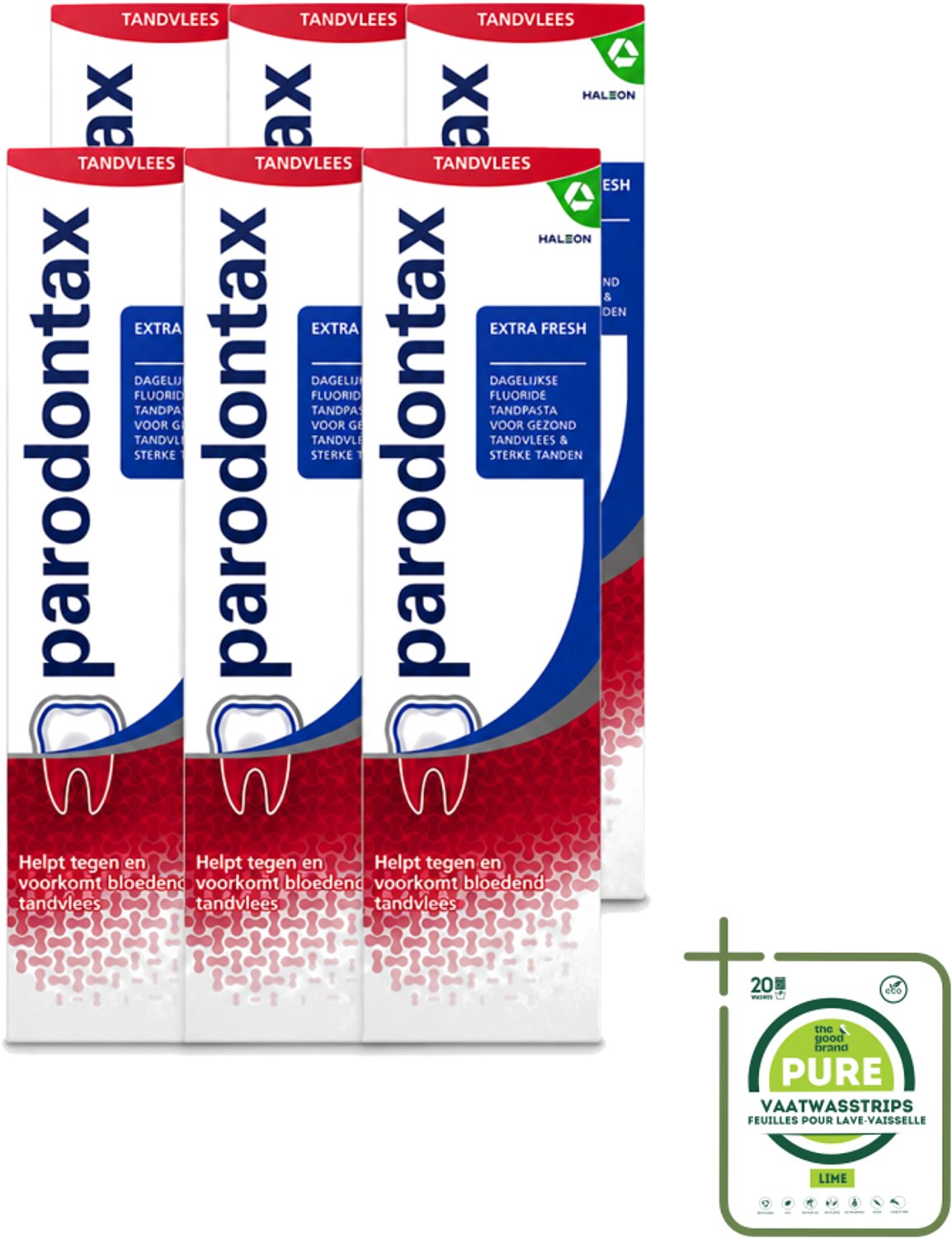 6 x Parodontax – Tandpasta – Extra Fresh – 75 ml - Grootverpakking - Vaatwasstrips - Tandpasta Voor Bloedend Tandvlees - Gezond Tandvlees - Frisheid Mond - Tandpasta Met Fluoride - Tandpasta Voor Geïrriteerd Tandvlees