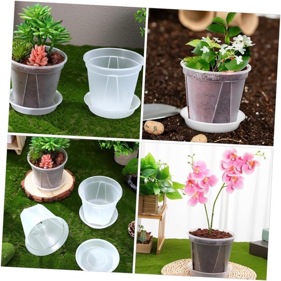 Stuks Zaailing pot deur plantenbak bloempot plantenpot ronde bloempot Transparante bloempotten Orchideeën potjes grote orchideeënpot kwekerijpotten helder p.p Transparent — afbeelding 5