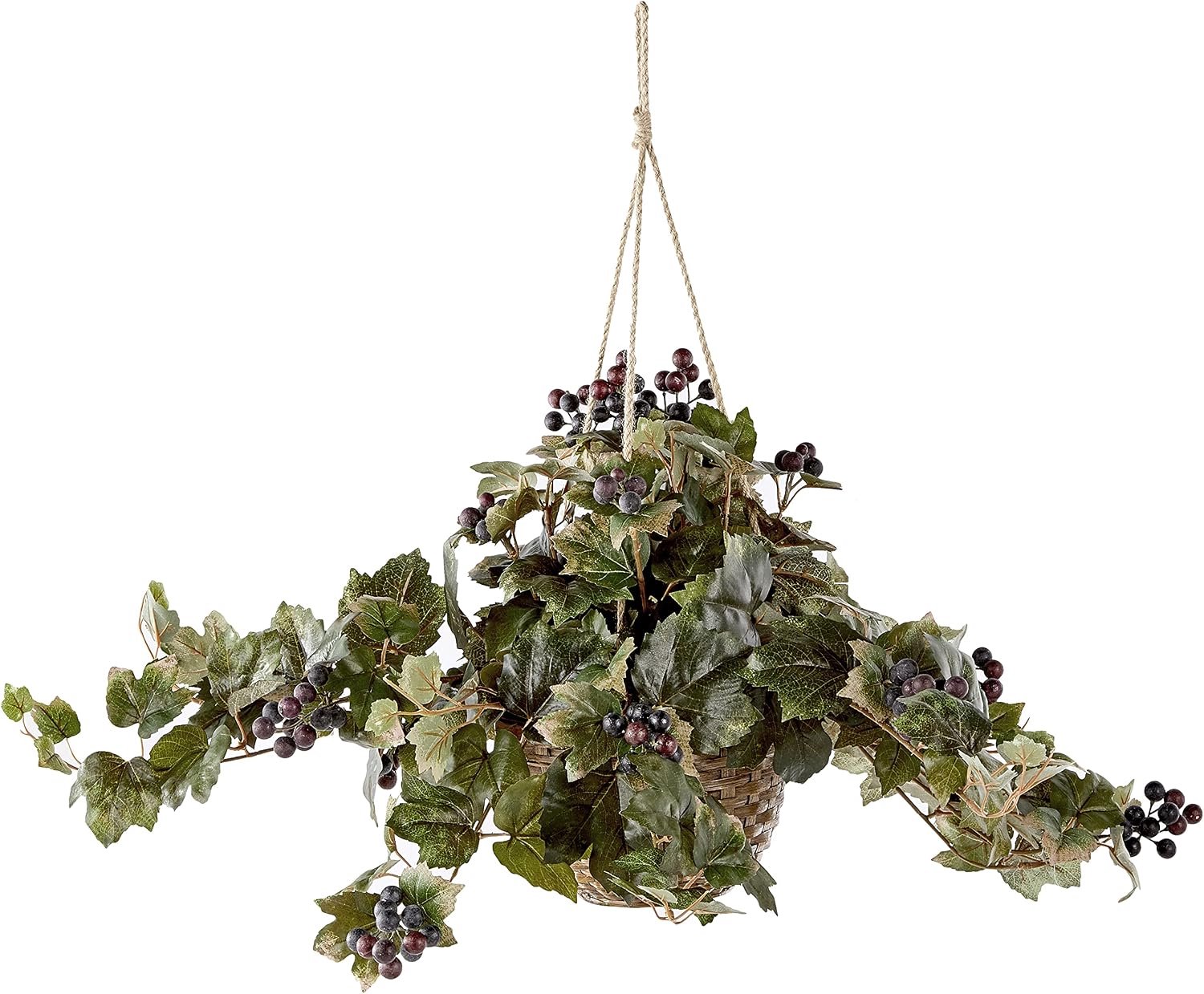 Natuurlijke 6026 Druivenblad Opknoping Mand Decoratieve Zijde Plant, Groen