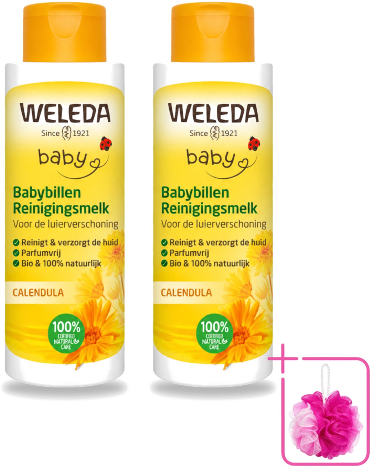 2 x WELEDA - Reinigingsmelk - Babybillen Calendula - 400 ml - Bulkverpakking - Babybillen reinigen - Natuurlijke babyverzorging