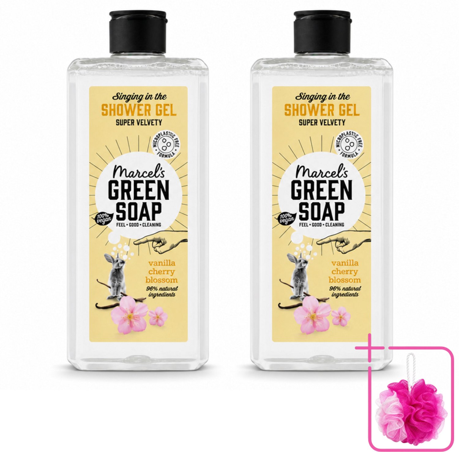 2 x Marcel's Green Soap - Douchegel - Vanille & Kersenbloesem - Verzorgend & zacht - 300 ml - Bulkverpakking - Douchegel - Douchemop - Natuurlijke verzorging