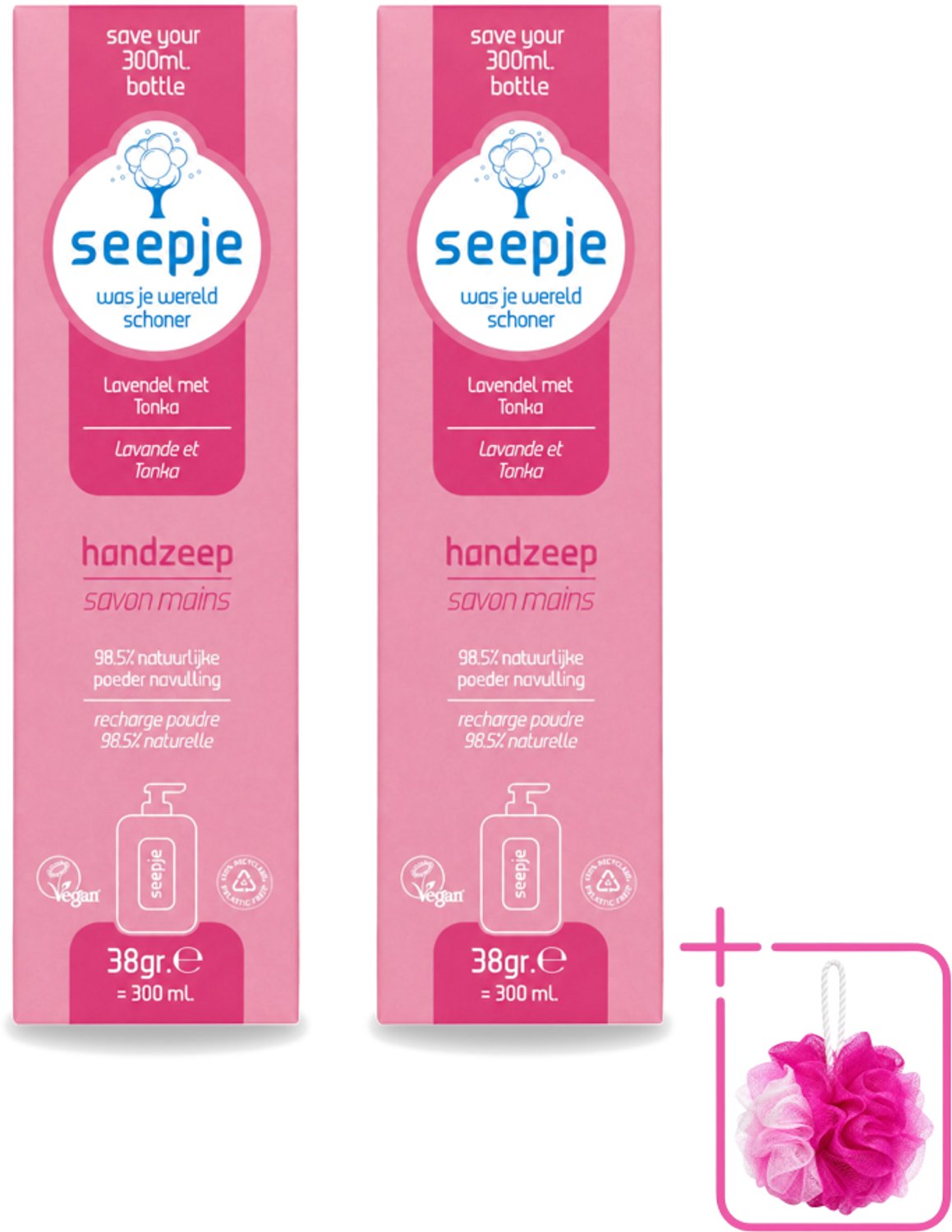 2 x Seepje - Handzeep - Rijke Geur en Hydratatie - Lavendel met Tonka - Navulverpakking - 38 g - Bulkverpakking - Handzeep - Douchemop - Navulpoeder