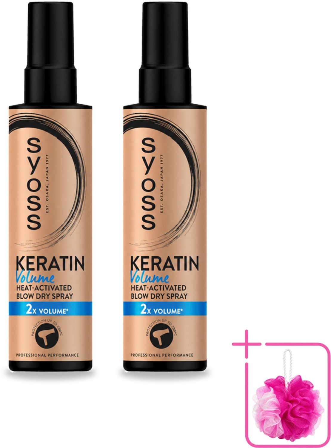 2 x Syoss - Keratin & Volume - Heatprotection Spray - Dubbele Bescherming - 200 ml - Bulkverpakking - Haarbescherming - Hittebescherming