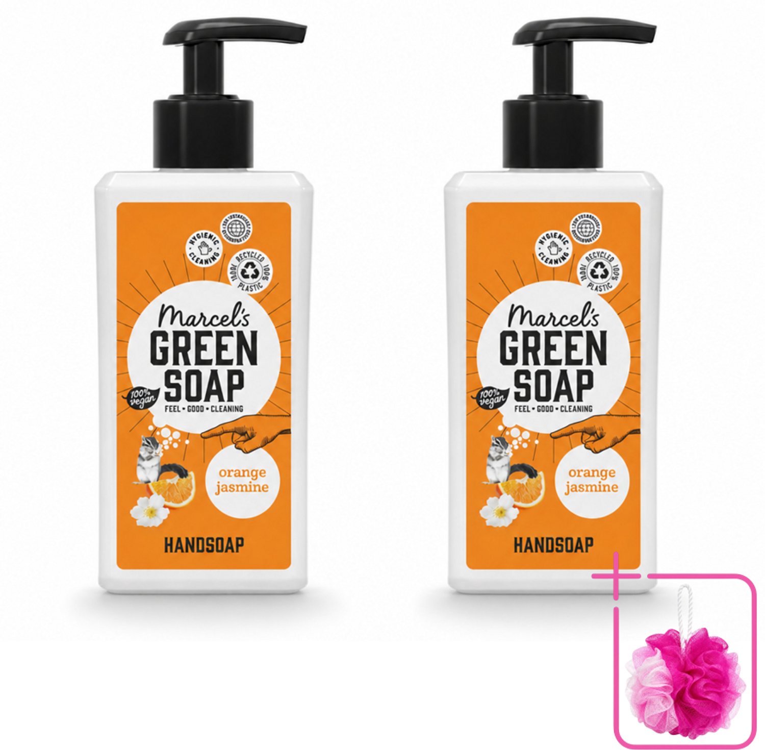 2 x Marcel's Green Soap - Handzeep - Sinaasappel & Jasmijn - Zachte verzorging - 250 ml - Bulkverpakking - Handzeep sinaasappel jasmijn - Douchemop - Natuurlijke handzeep
