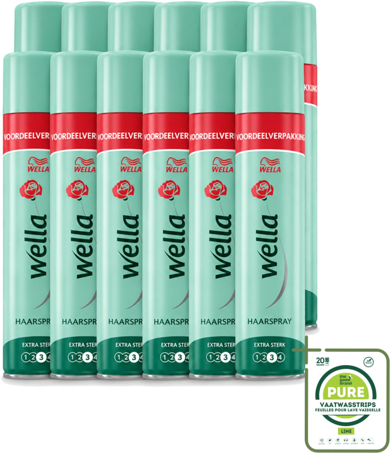 12 x Wella – Forte – Haarspray Extra Strong - 400 ml - Grootverpakking - Vaatwasstrips - Haarspray - Extra Sterke Fixatie - Natuurlijke Flexibiliteit - UV Bescherming - Haartypen