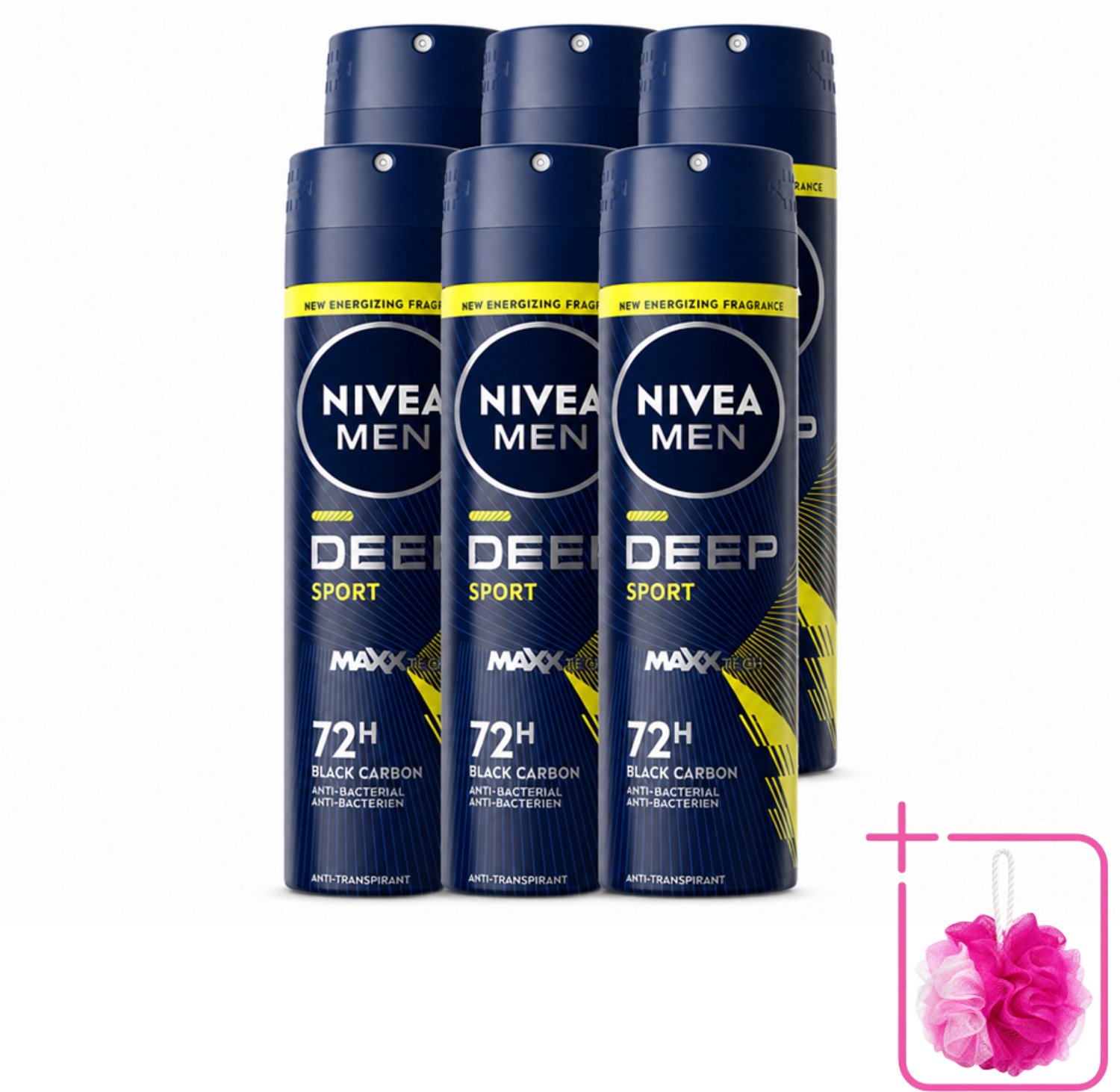 6 x NIVEA MEN - Deodorant Spray - Deep Sport - 150 ml - Bulkverpakking - 72 uur bescherming - Anti-transpirant