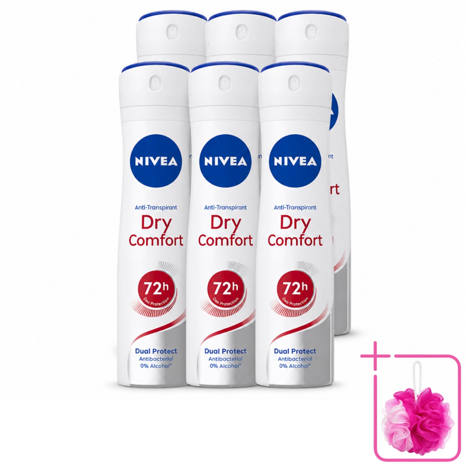 6 x NIVEA - Deodorant Spray - Droog Comfort - Antibacterieel - 150 ml - Bulkverpakking - Anti-zweet - Geur neutraliseren
