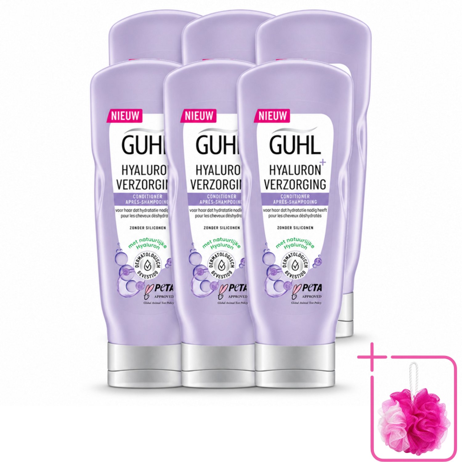 6 x Guhl - Conditioner - Hyaluron+ Verzorging - 200 ml - Bulkverpakking - Hydratatie haar - Douchemop - Hyaluron haar