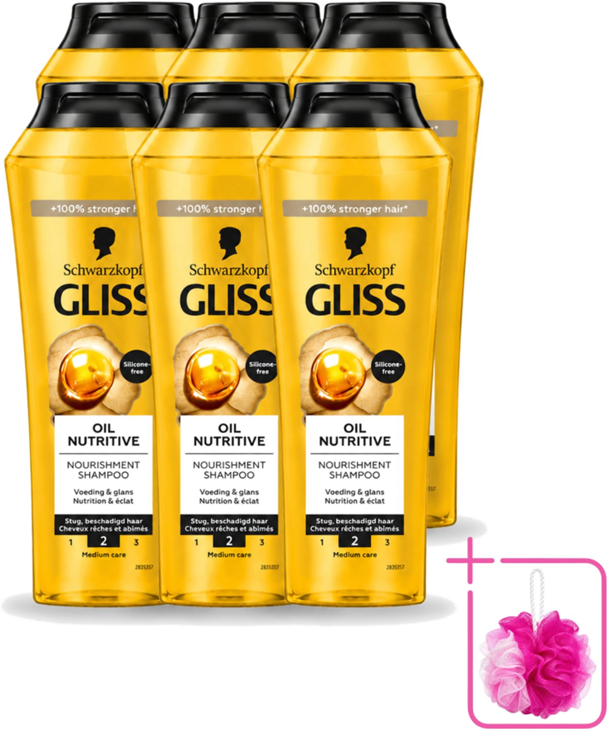 6 x Gliss - Shampoo - Oil Nutritive - Voor Voedend en Zijdezacht Haar - 250 ml - Bulkverpakking - Voedend haarverzorging - Douchemop - Lang haar