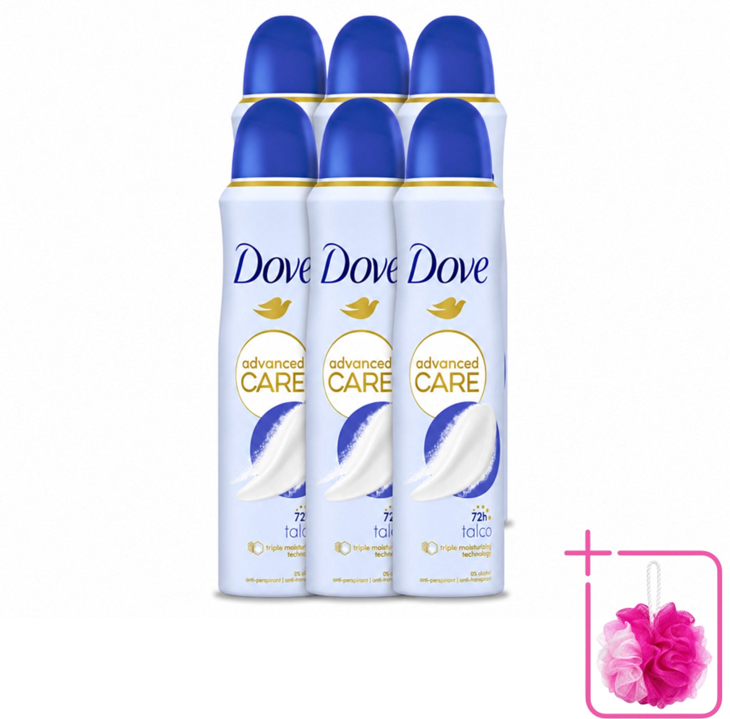 6 x Dove – Deodorant Spray – Talco – 150 ml - Bulkverpakking - Anti-transpirant - Deodorant spray