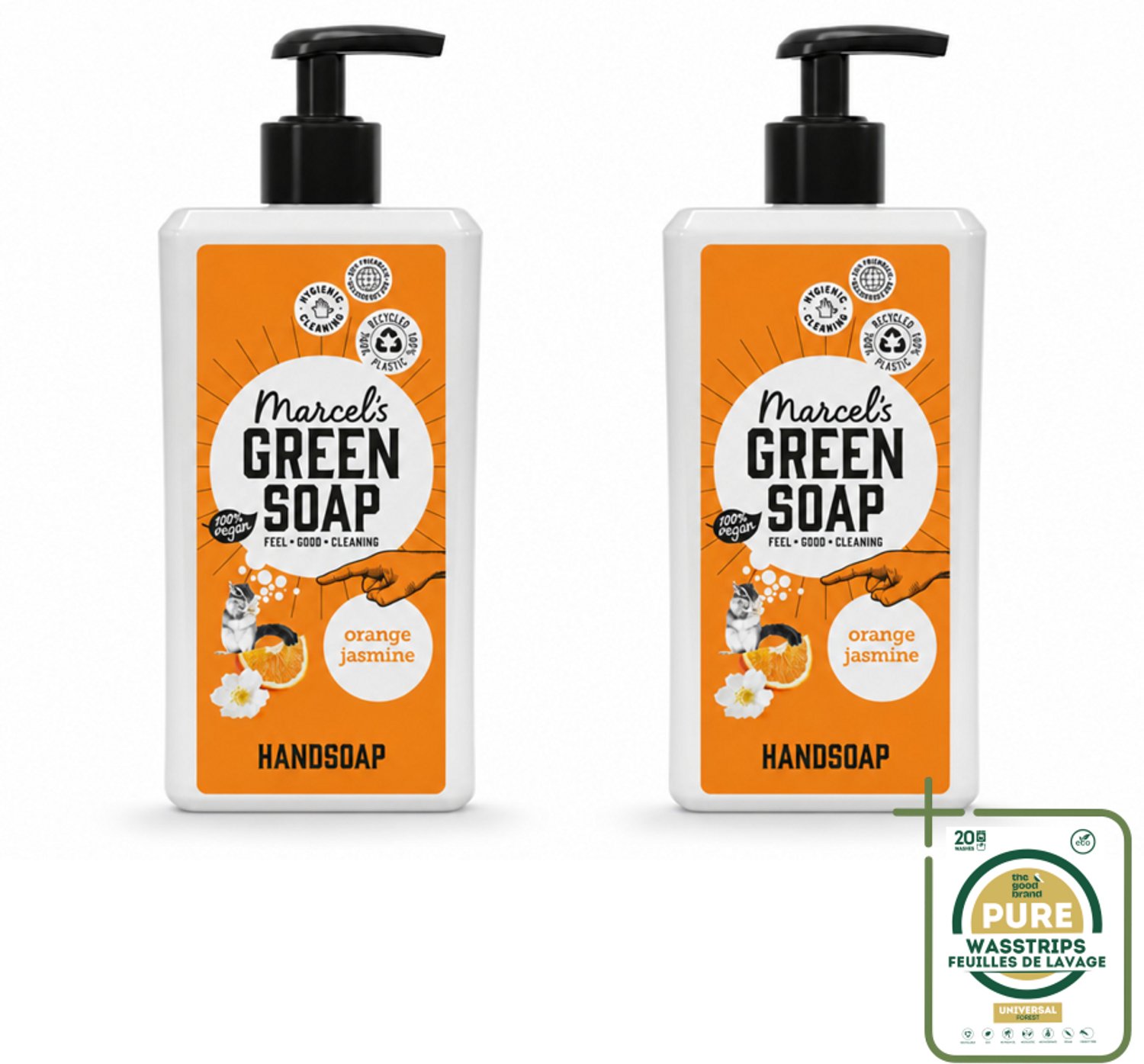 2 x Marcel's Green Soap - Handzeep - Sinaasappel & Jasmijn - Voor dagelijks gebruik - 500 ml - Wasstrips - Handzeep - Natuurlijke Handzeep - Plantaardige Handzeep - Handzeep Orange En Jasmijn - Handzeep Sinaasappel En Jasmijn