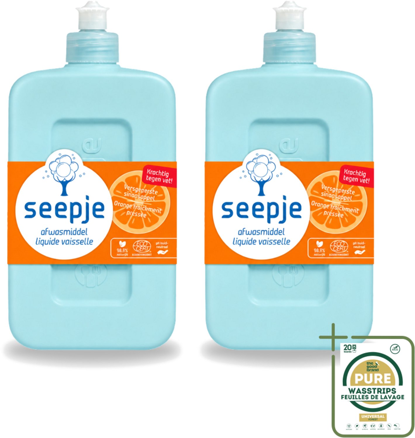 2 x Seepje - Afwasmiddel - Krachtige Reiniging - Versgeperste Sinaasappel Geur - 500 ml - Wasstrips - Afwasmiddel - Reinigingsmiddel - Vaat Reinigen - Natuurlijk Afwasmiddel - Milieuvriendelijk Afwasmiddel