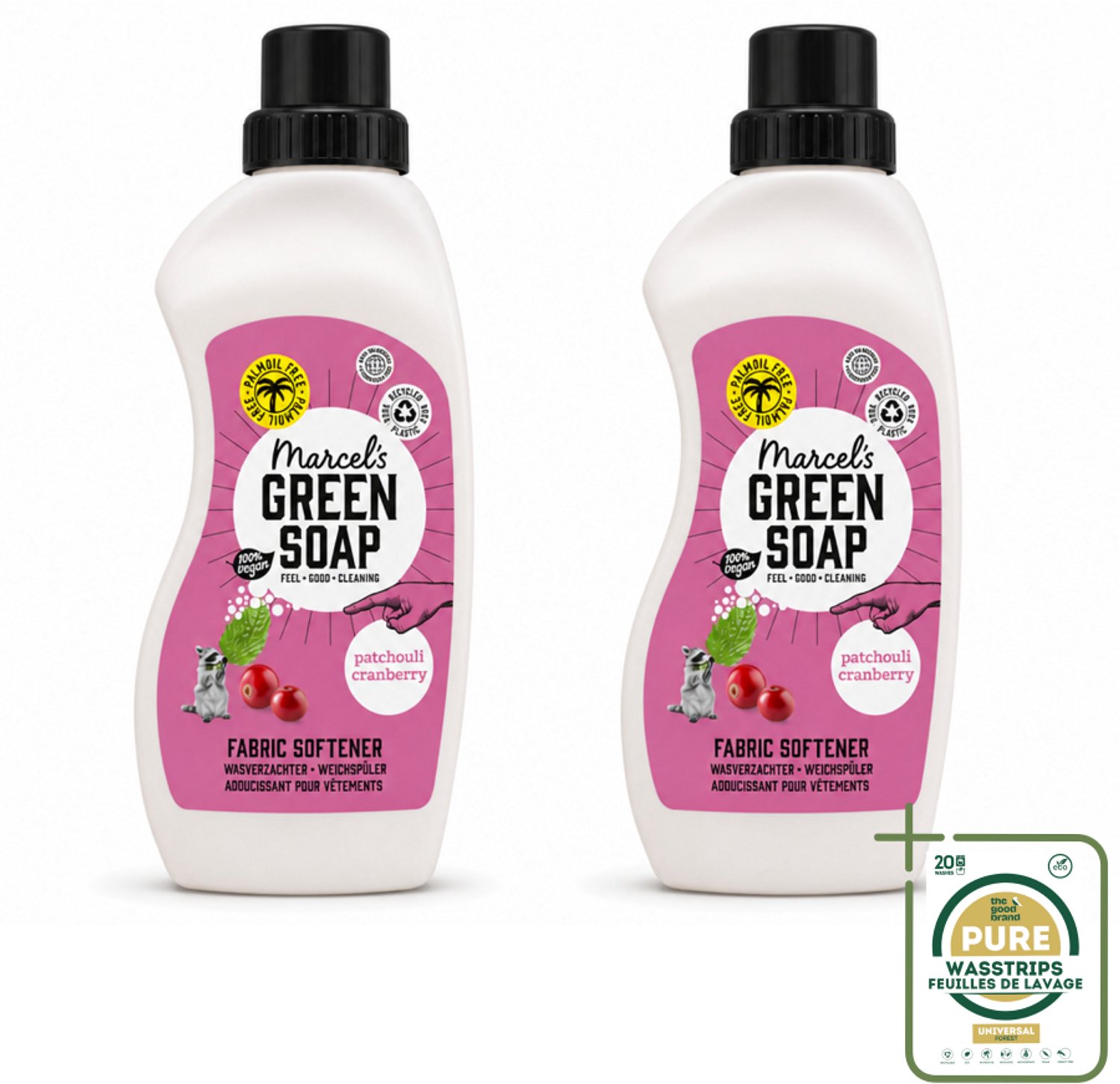 2 x Marcel's Green Soap - Wasverzachter - Patchouli & Cranberry - Zachte frisheid - 30 Wasbeurten - 750 ml - Wasverzachter - Wasverzachter Patchouli Cranberry - Wasverzachter Vegan - Wasverzachter Biologisch Afbreekbaar - Wasverzachter Natuurlijk
