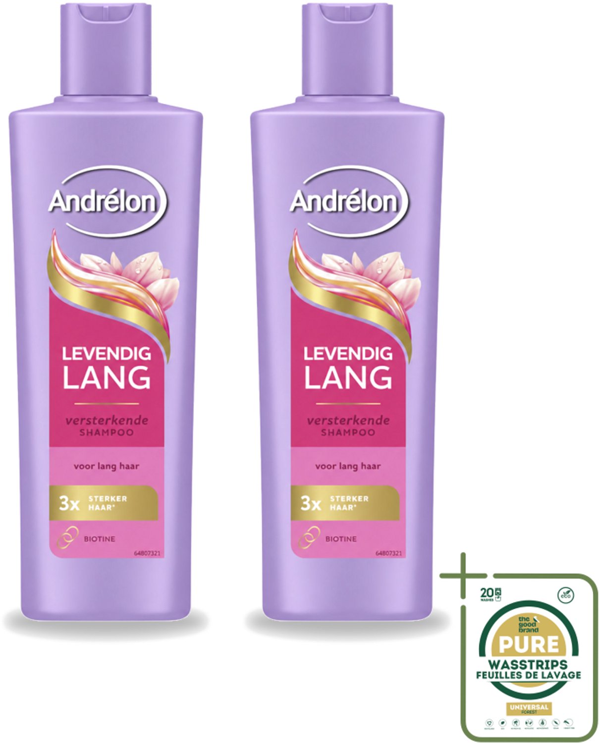 2 x Andrélon – Shampoo – Levendig Lang – 250 ml - Wasstrips - Haarversterken - Lang Haar Verzorgen - Biotine Shampoo - Haarbreuk Voorkomen - Gezond Haar