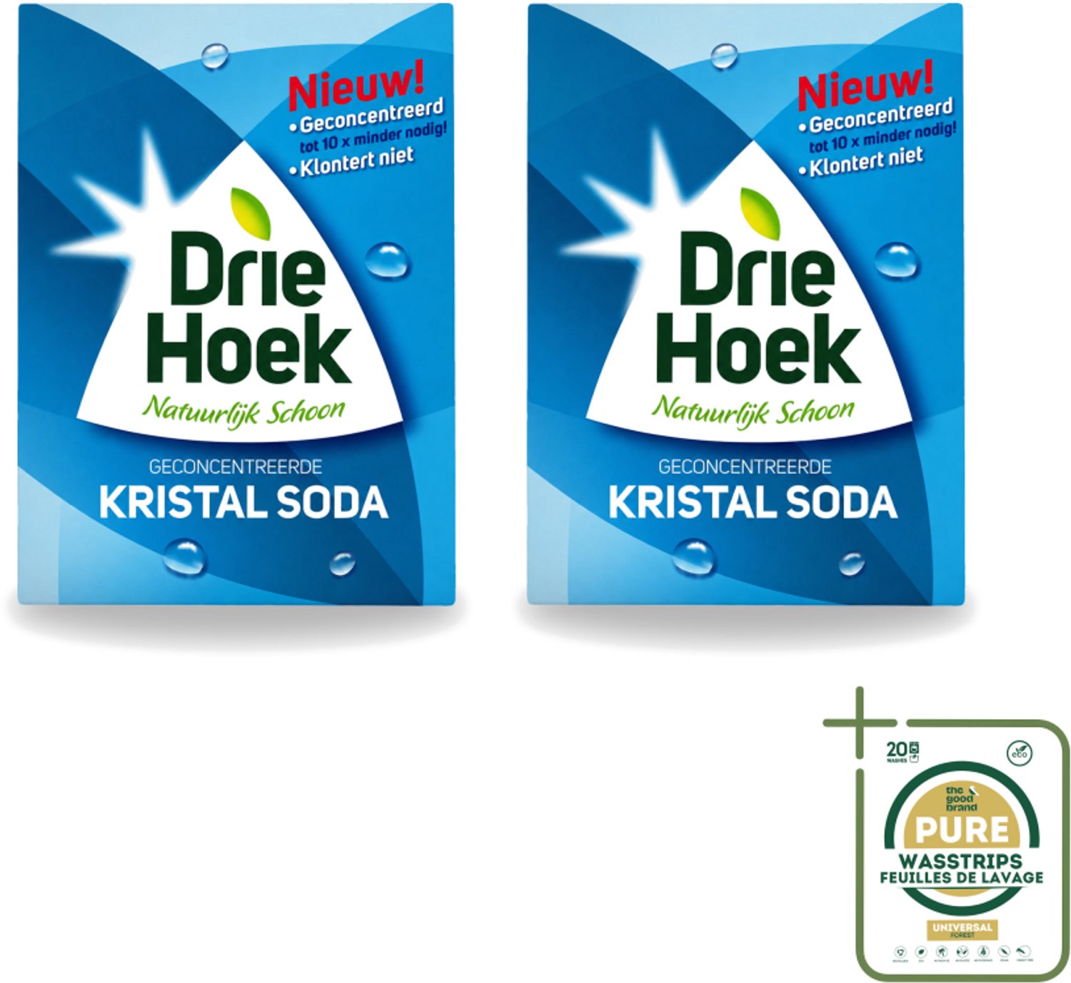 2 x Driehoek – Kristal Soda – 600 gr - Schoonmaakmiddel - Kristal Soda - Vuil Verwijderen - Hardnekkig Vuil - Geuren Verwijderen