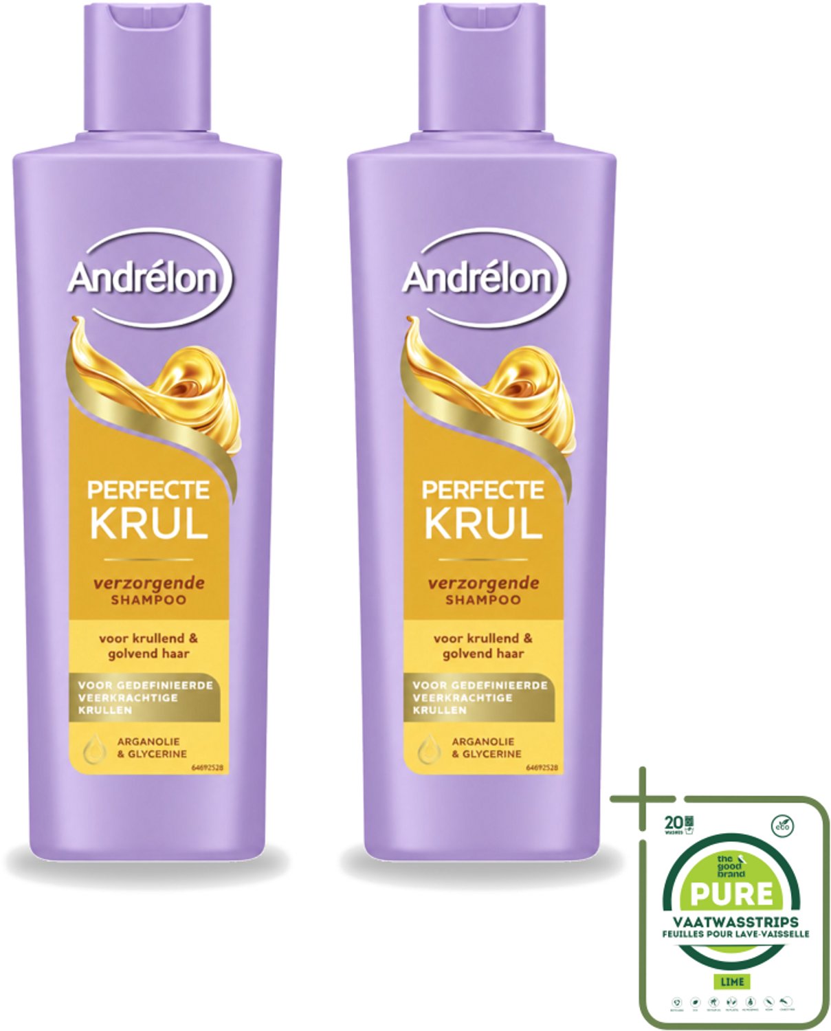 2 x Andrélon – Shampoo – Perfecte Krul – 250 ml - Grootverpakking - Vaatwasstrips - Krullen Verzorging - Krulshampoo - Krulverzorging - Pluisvrij Haar - Kruldefinitie