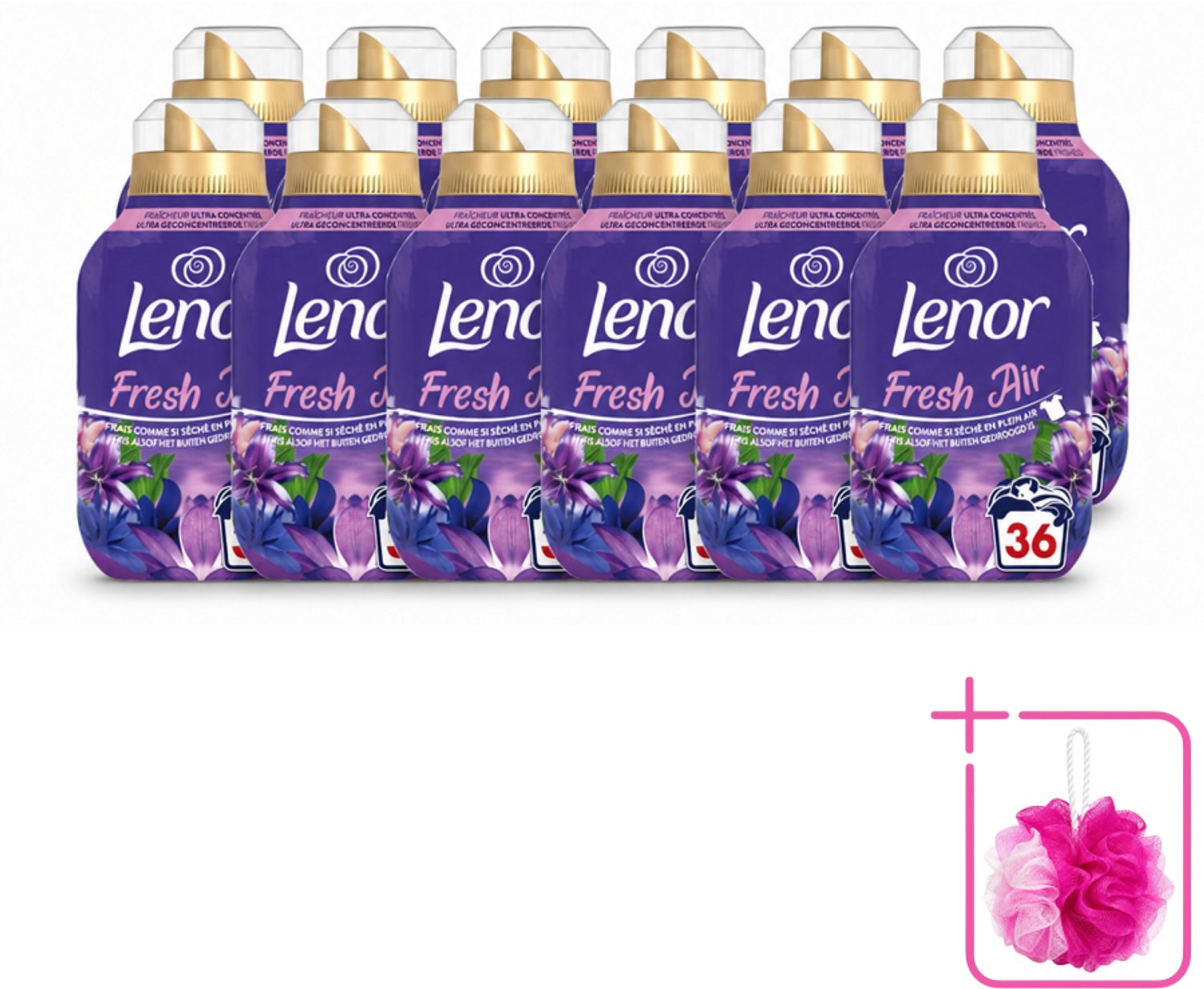 12 x Lenor - Wasverzachter - Fresh Air Maneschijn - Ultra Geconcentreerd - 36 Wasbeurten - Bulkverpakking - Wasverzachter - Douchemop - Frisheid