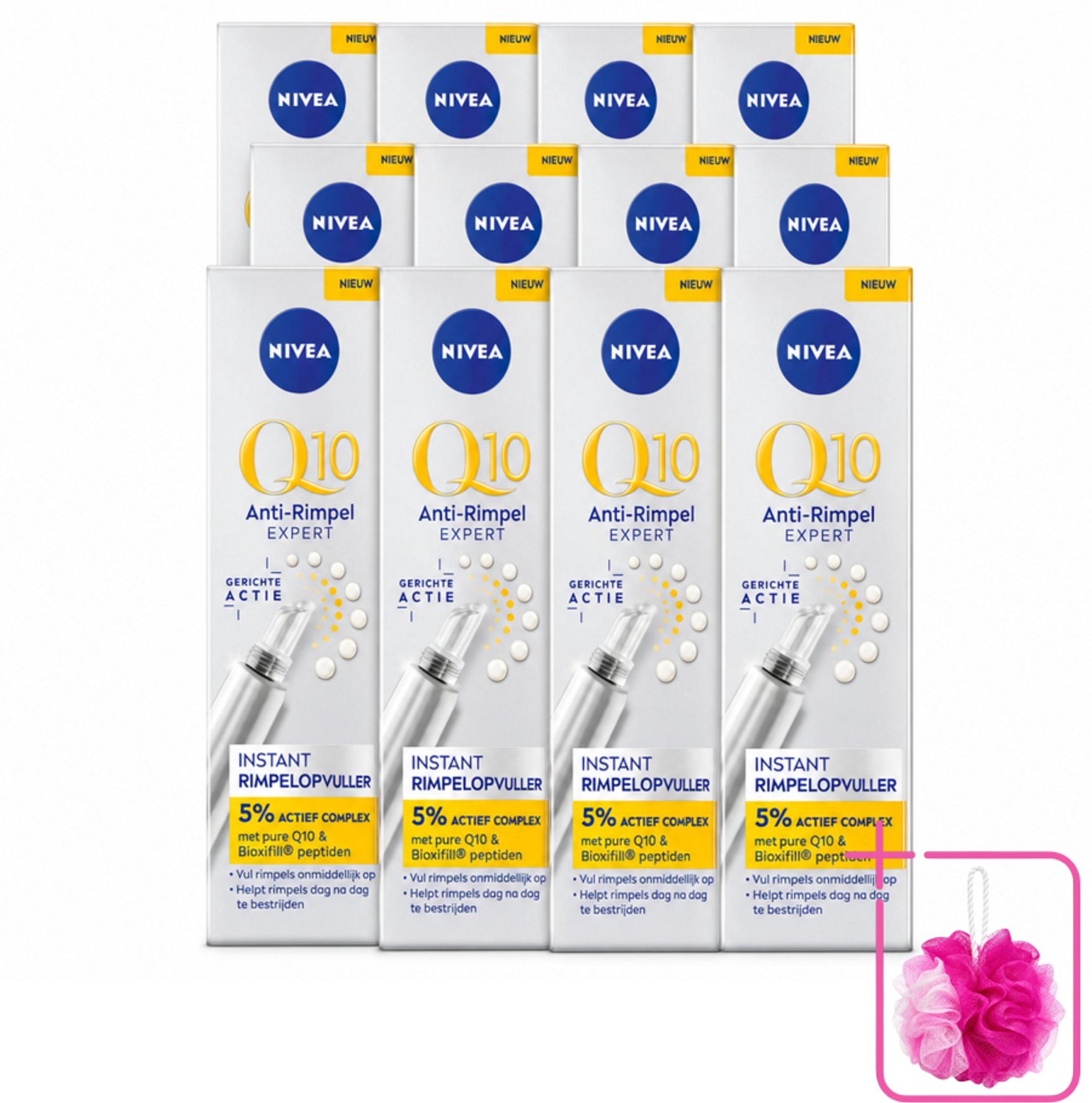 12 x NIVEA - Oogserum - Q10 Anti-Rimpel Expert - Rimpelopvuller - Voor rijpe huid - Met Q10 - 15 ml - Bulkverpakking - Anti-rijp serum - Douchemop - Oogrimpels