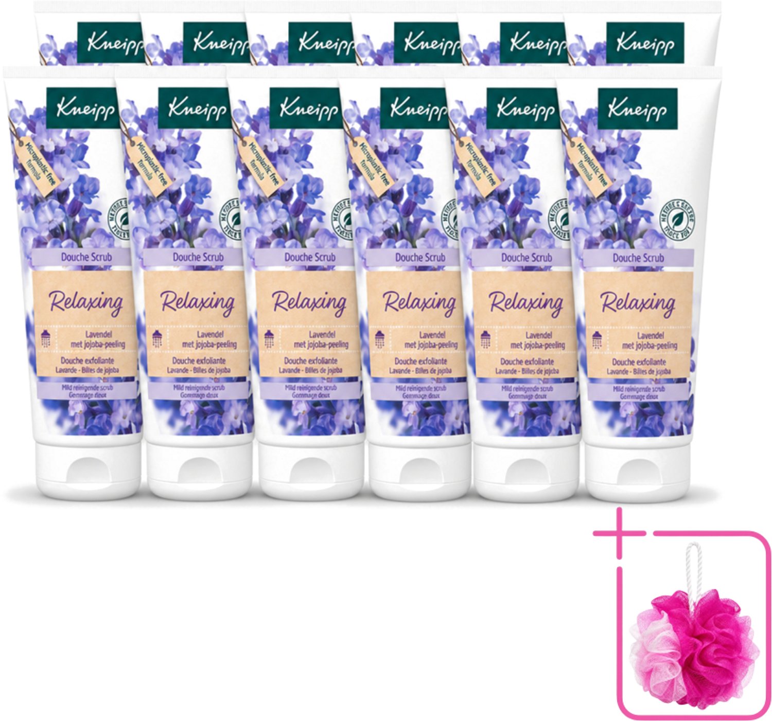 12 x Kneipp - Douche scrub - Relaxing - Lavendel - Bloemige geur - 200 ml - Bulkverpakking - Douche scrub - Douchemop - Ontspanning