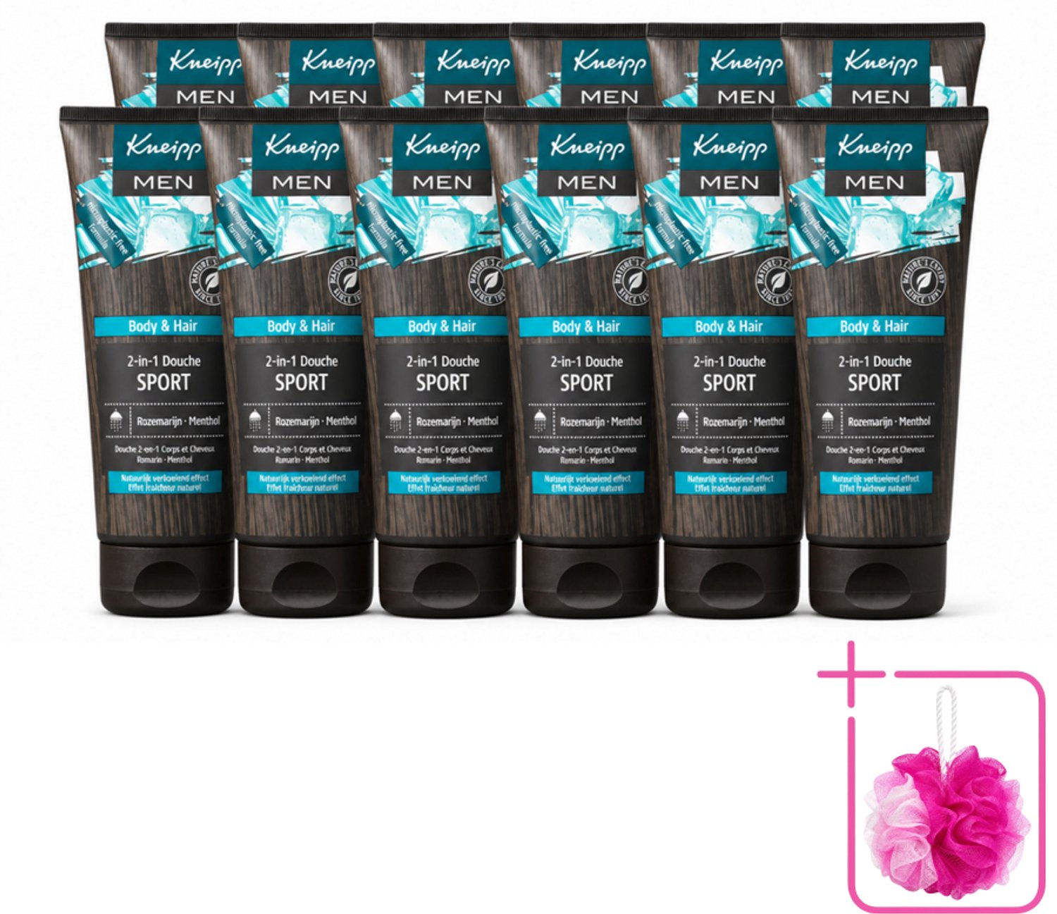 12 x Kneipp - Sport Douche 2‑in‑1 - Men - 200 ml - Bulkverpakking - Sportdouche - Douchemop - Herstel na sporten