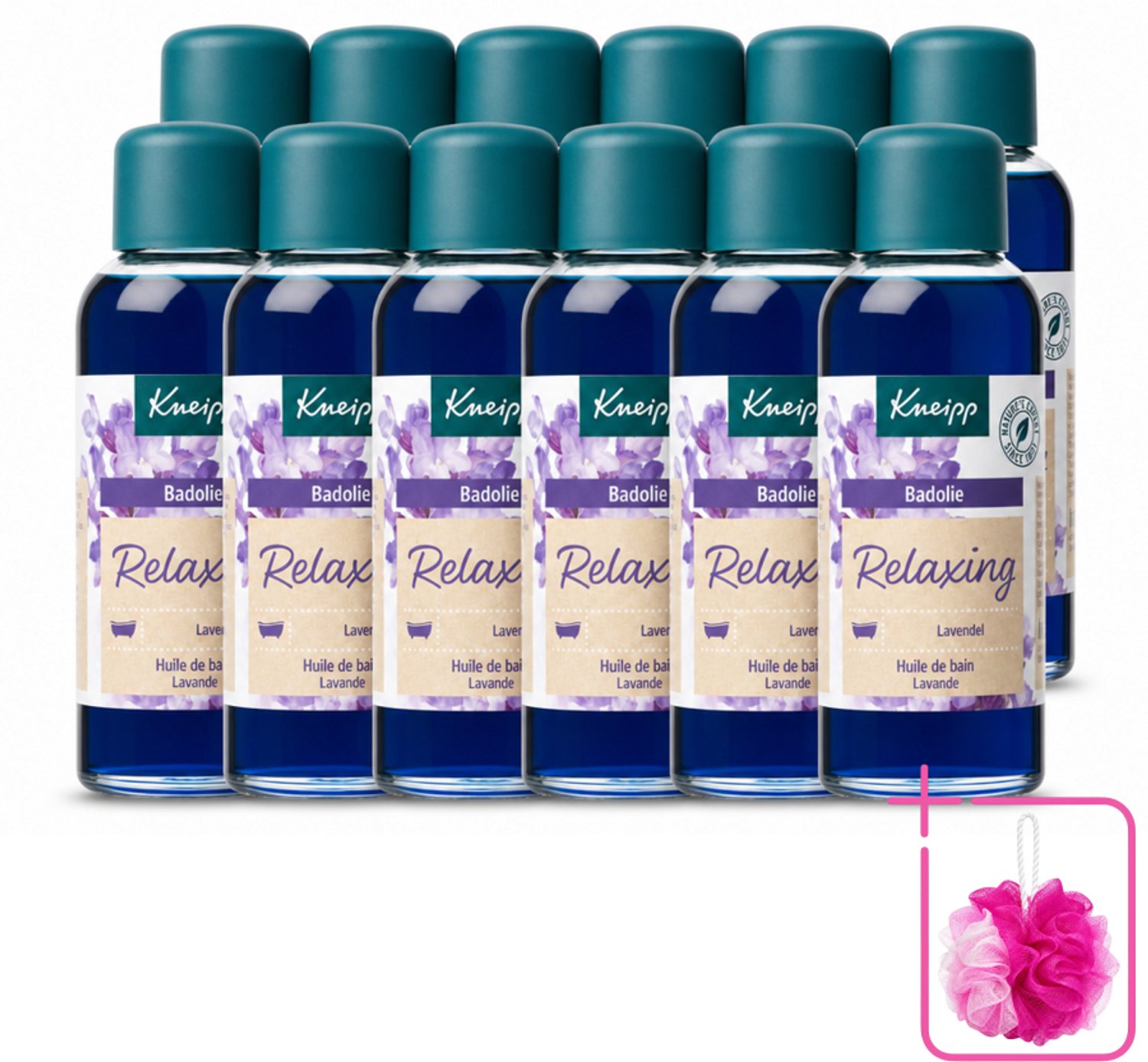 12 x Kneipp - Badolie - Lavendel - Ontspannende geur - 100 ml - Bulkverpakking - Badolie lavendel - Douchemop - Ontspanning