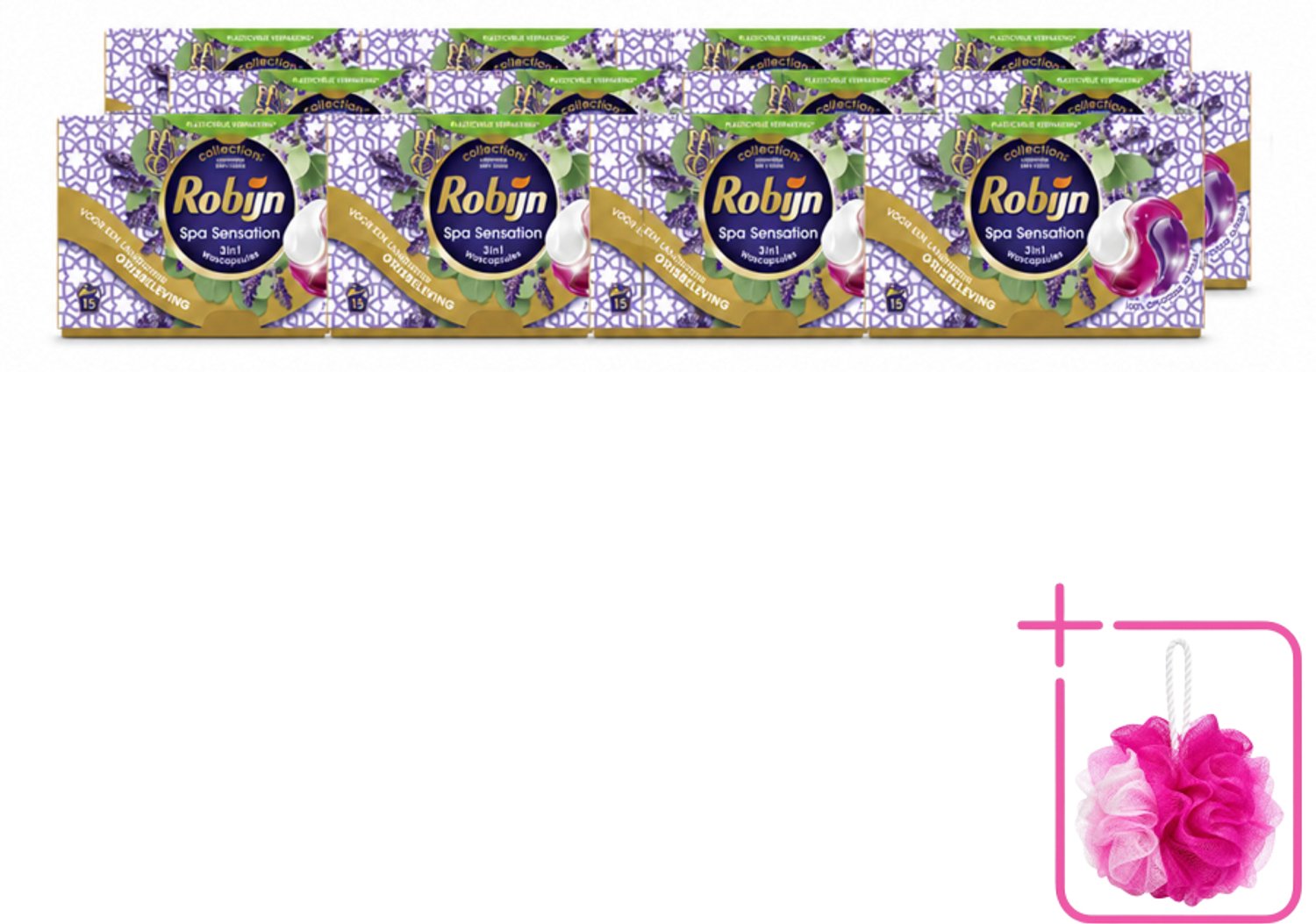 12 x Robijn - 3-in-1 Spa Sensation - Wascapsules - 15 Wasbeurten - Bulkverpakking - Wascapsules - Douchemop - Wasmiddel