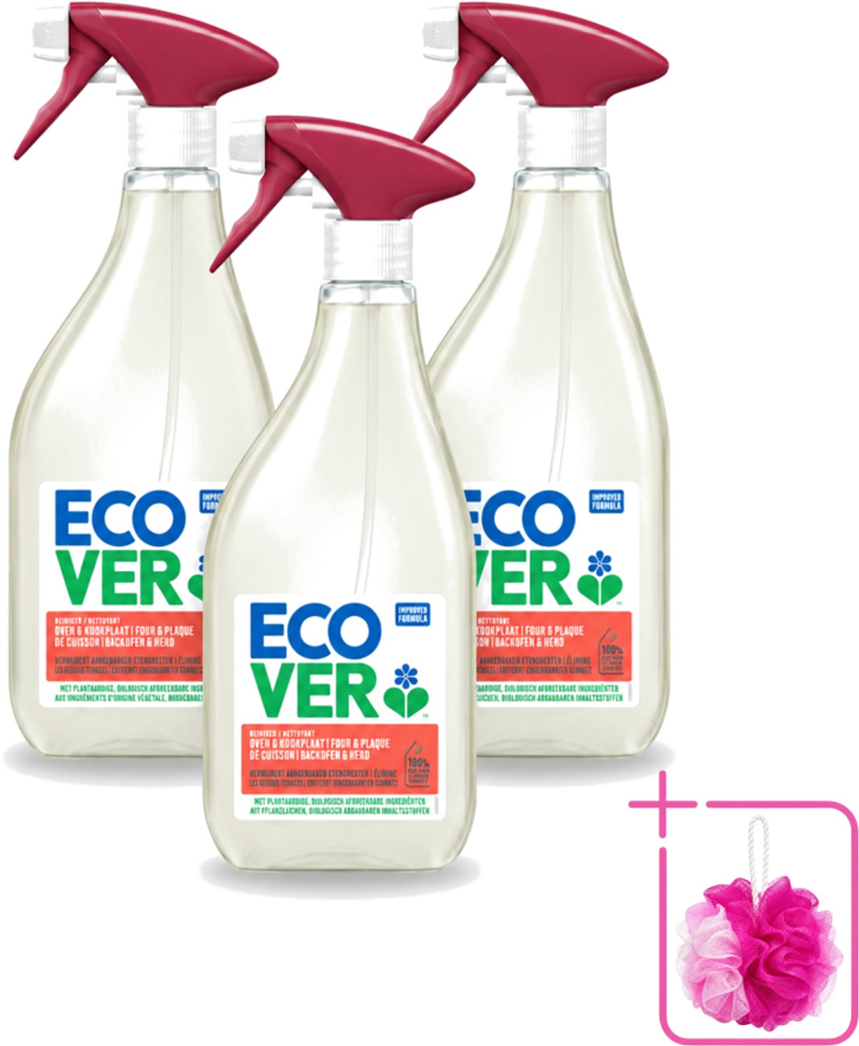 3 x Ecover - Oven- & Kookplaatreiniger - Power Cleaner - 500 ml - Bulkverpakking - Oven reinigen - Douchemop - Kookplaat reinigen