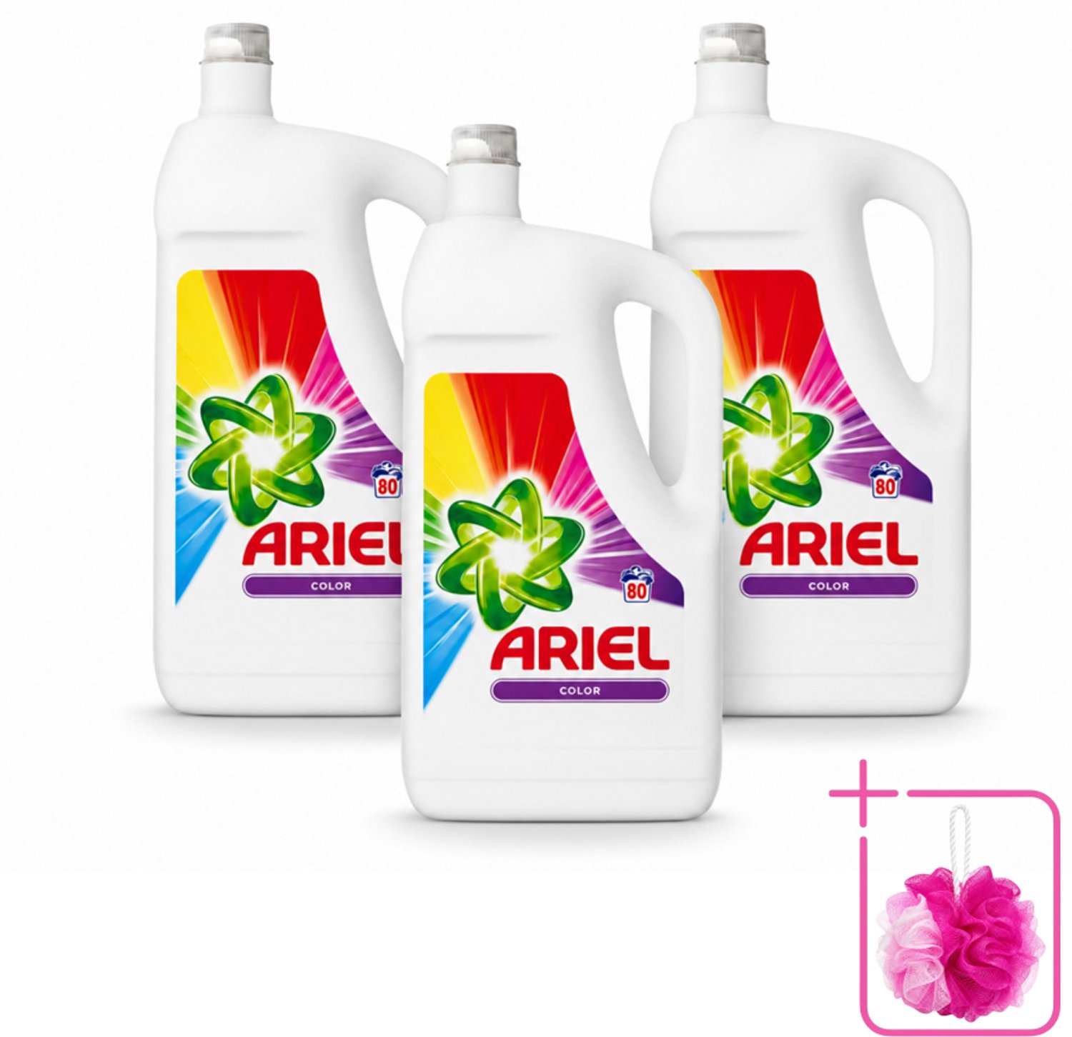 3 x Ariel - Wasmiddel - Color - 80 Wasbeurten - 2,64 liter - Bulkverpakking - Kleurbehoud - Douchemop - Vlekverwijdering