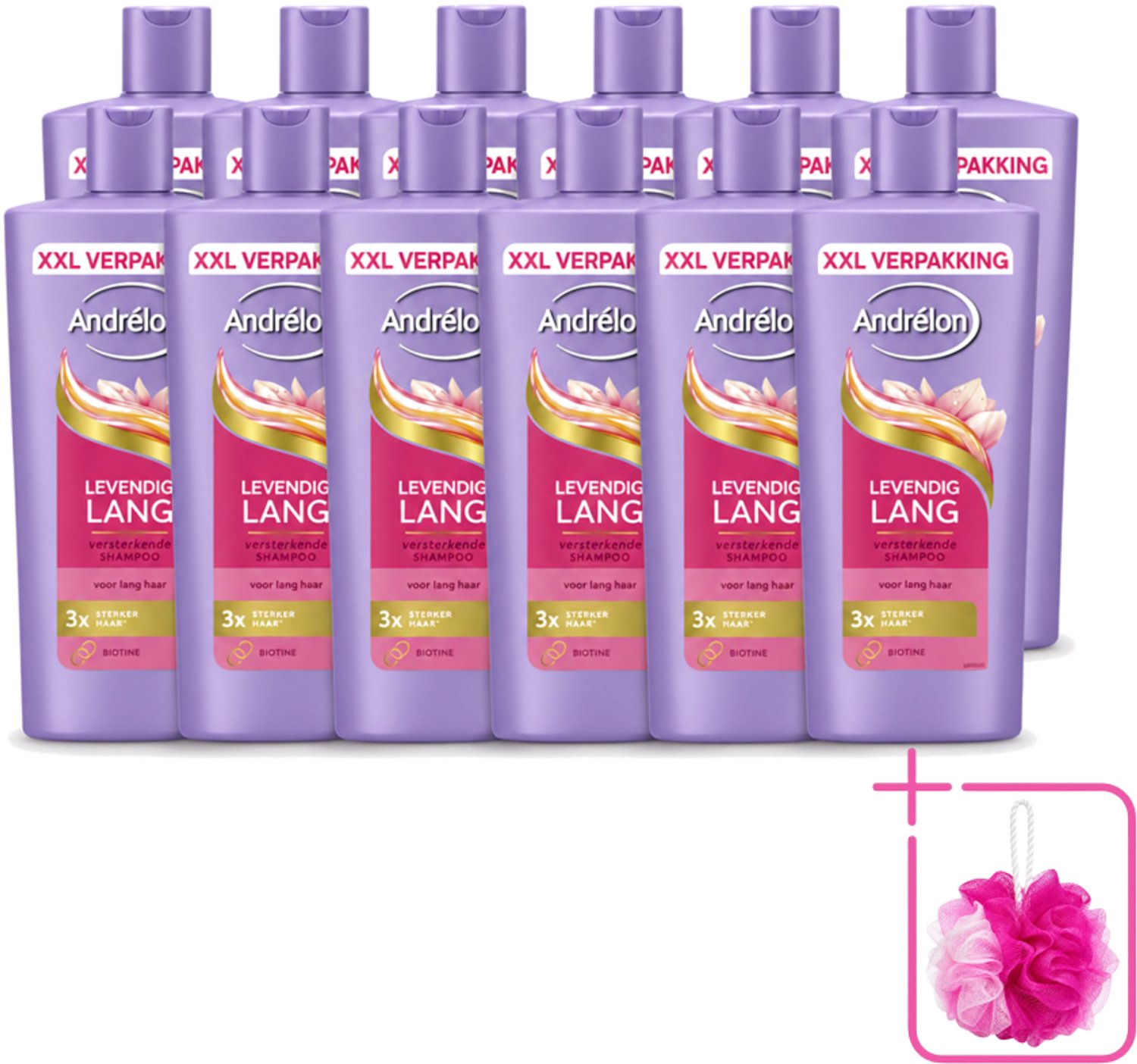 12 x Andrélon – Shampoo – Levendig Lang – 685 ml - Bulkverpakking - Lang haar verzorging - Biotine shampoo