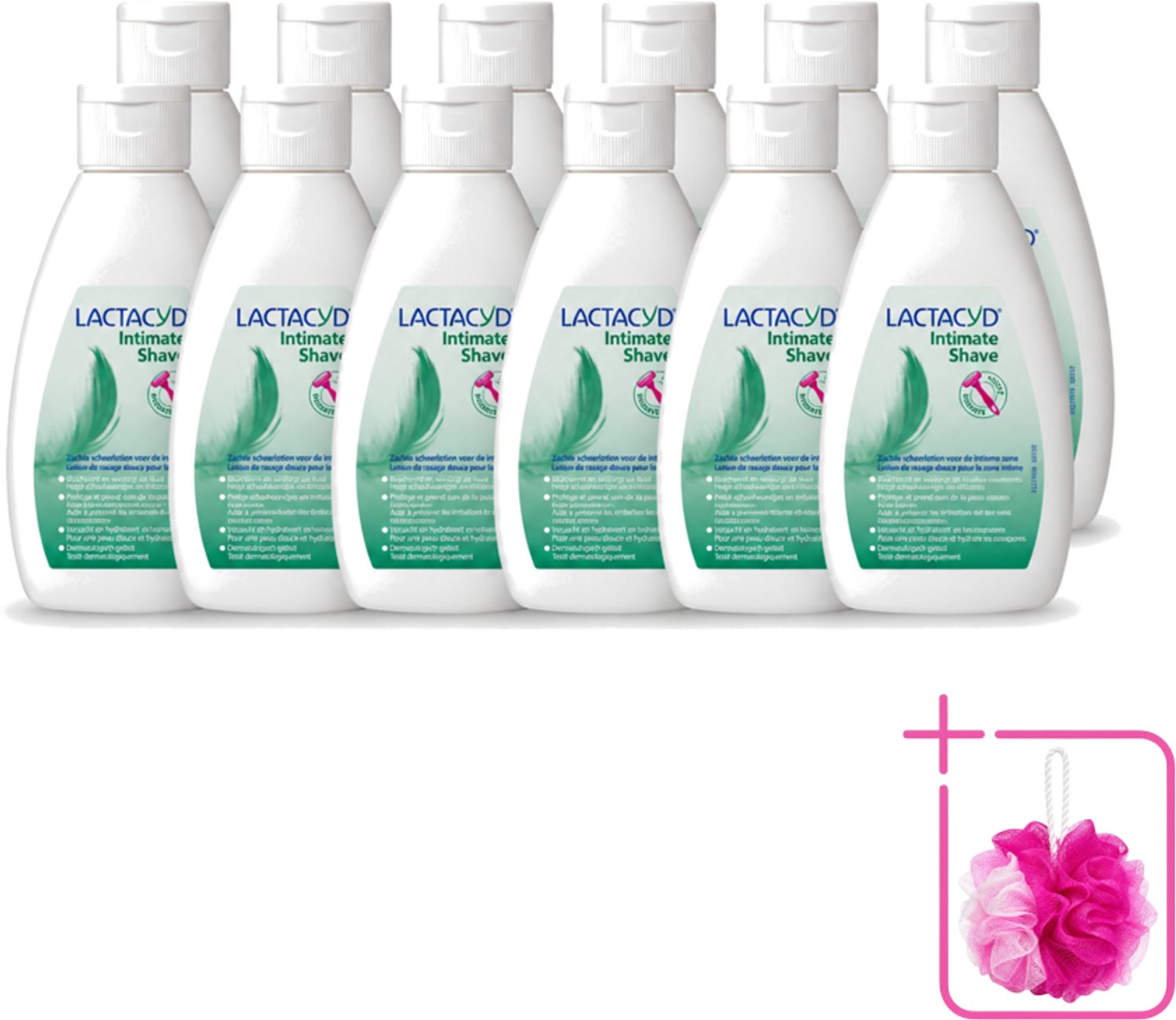12 x Lactacyd – Intimate Shave – Scheerlotion – 200 ml - Bulkverpakking - Intieme scheerlotion - Douchemop - Gevoelige huid
