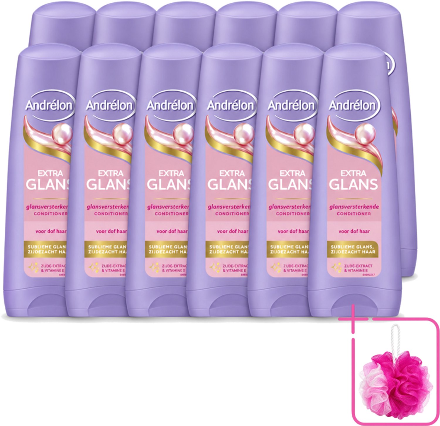 12 x Andrélon – Conditioner – Extra Glans – 200 ml - Bulkverpakking - Glans - Douchemop - Haar verzorging