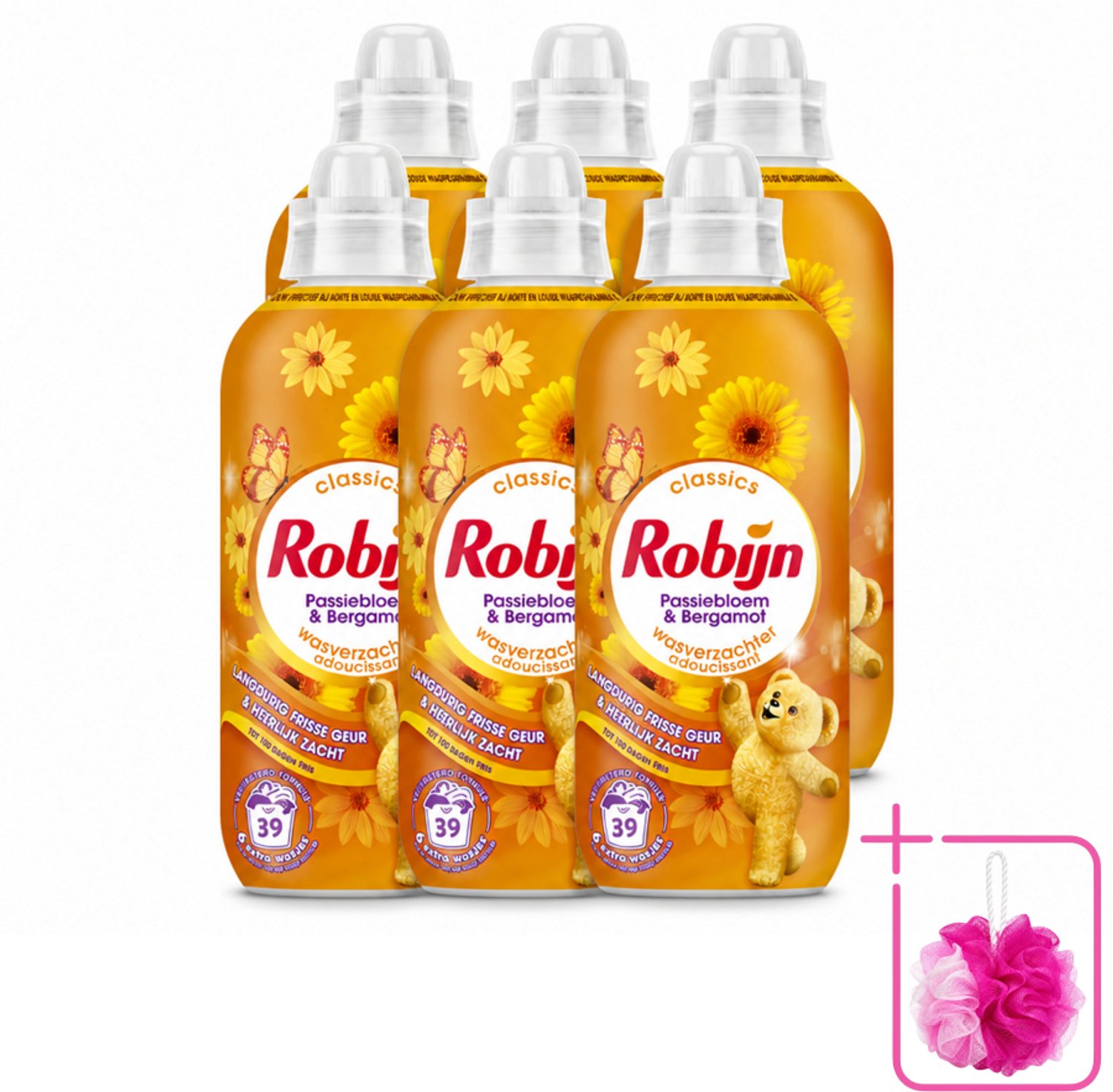 6 x Robijn – Wasverzachter – Passiebloem & Bergamot – 780 ml - Bulkverpakking - Wasverzachter - Douchemop - Wasverzachter passiebloem bergamot
