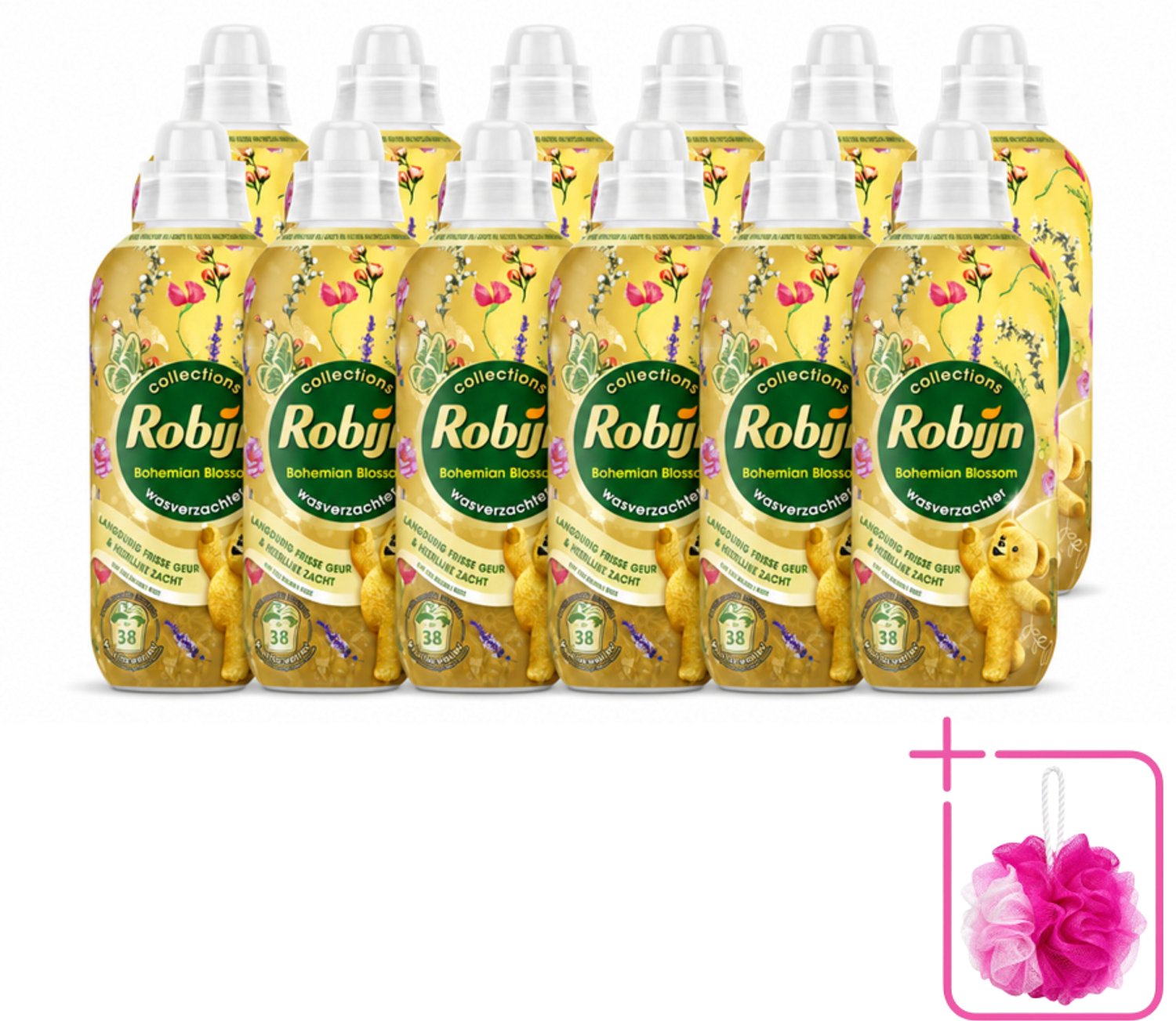 12 x Robijn – Wasverzachter – Bohemian Blossom – 765 ml - Bulkverpakking - Wasverzachter - Douchemop - Bloemige geur